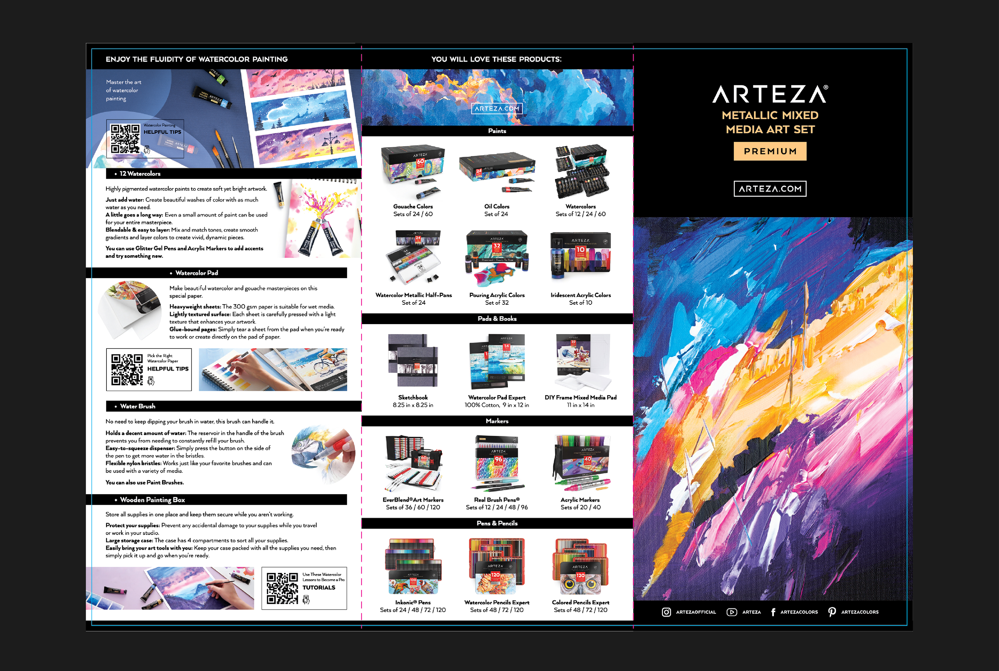 ARTEZA Mixed Media Art Set: Trifold Brochure Design — Изображение №5 — Брендинг, Графика на Dprofile