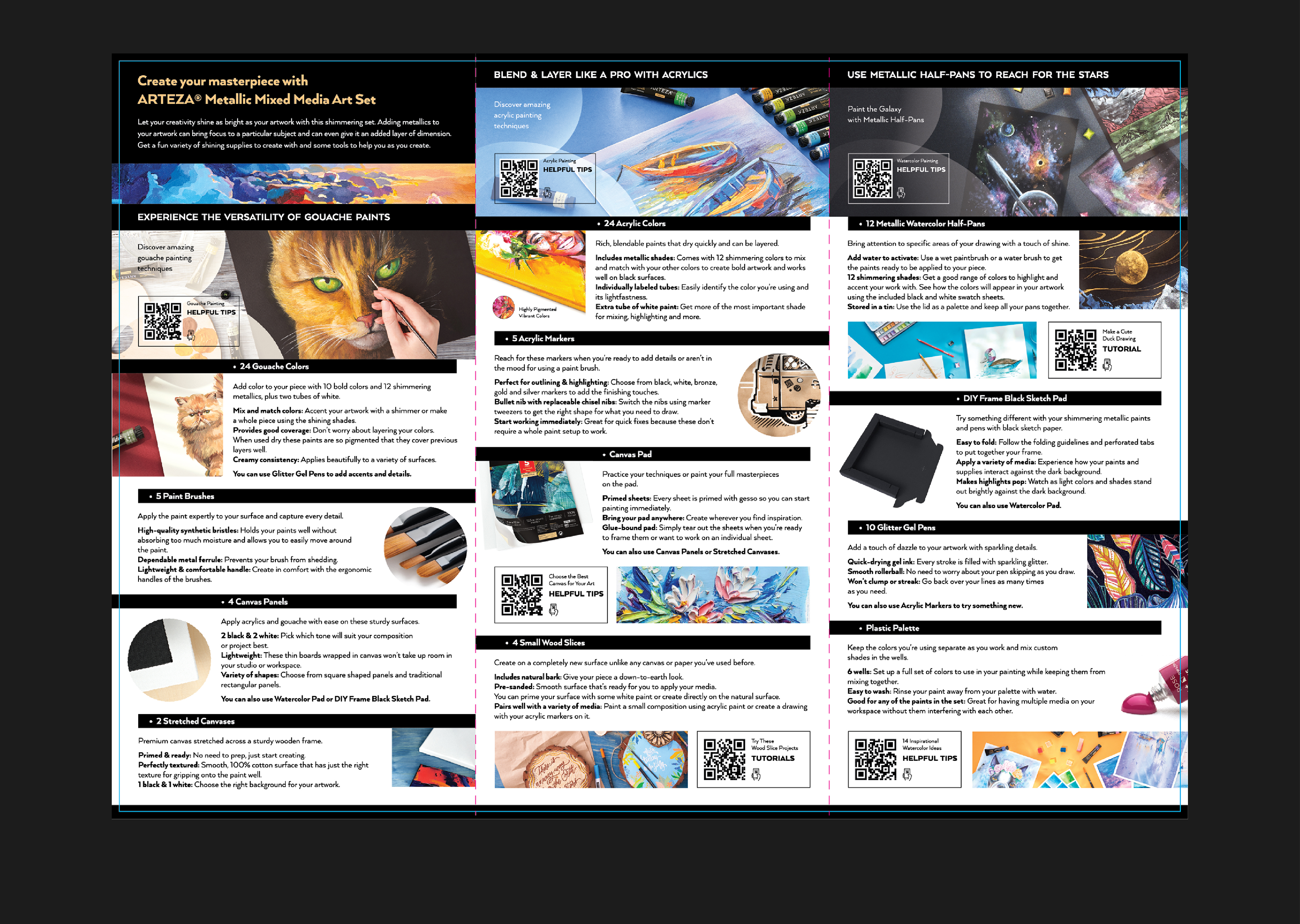 ARTEZA Mixed Media Art Set: Trifold Brochure Design — Изображение №6 — Брендинг, Графика на Dprofile