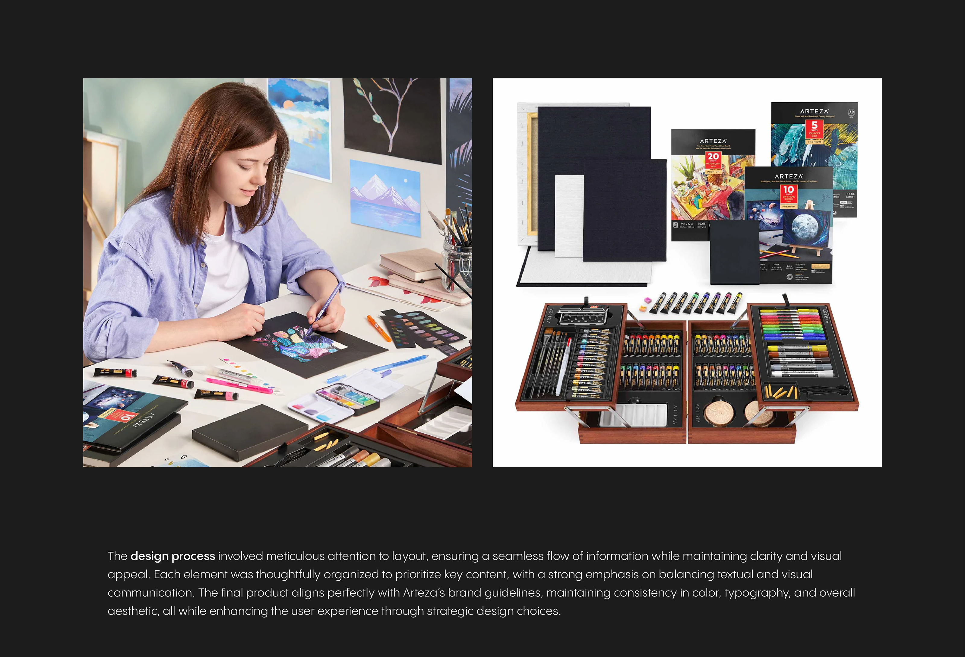 ARTEZA Mixed Media Art Set: Trifold Brochure Design — Изображение №4 — Брендинг, Графика на Dprofile