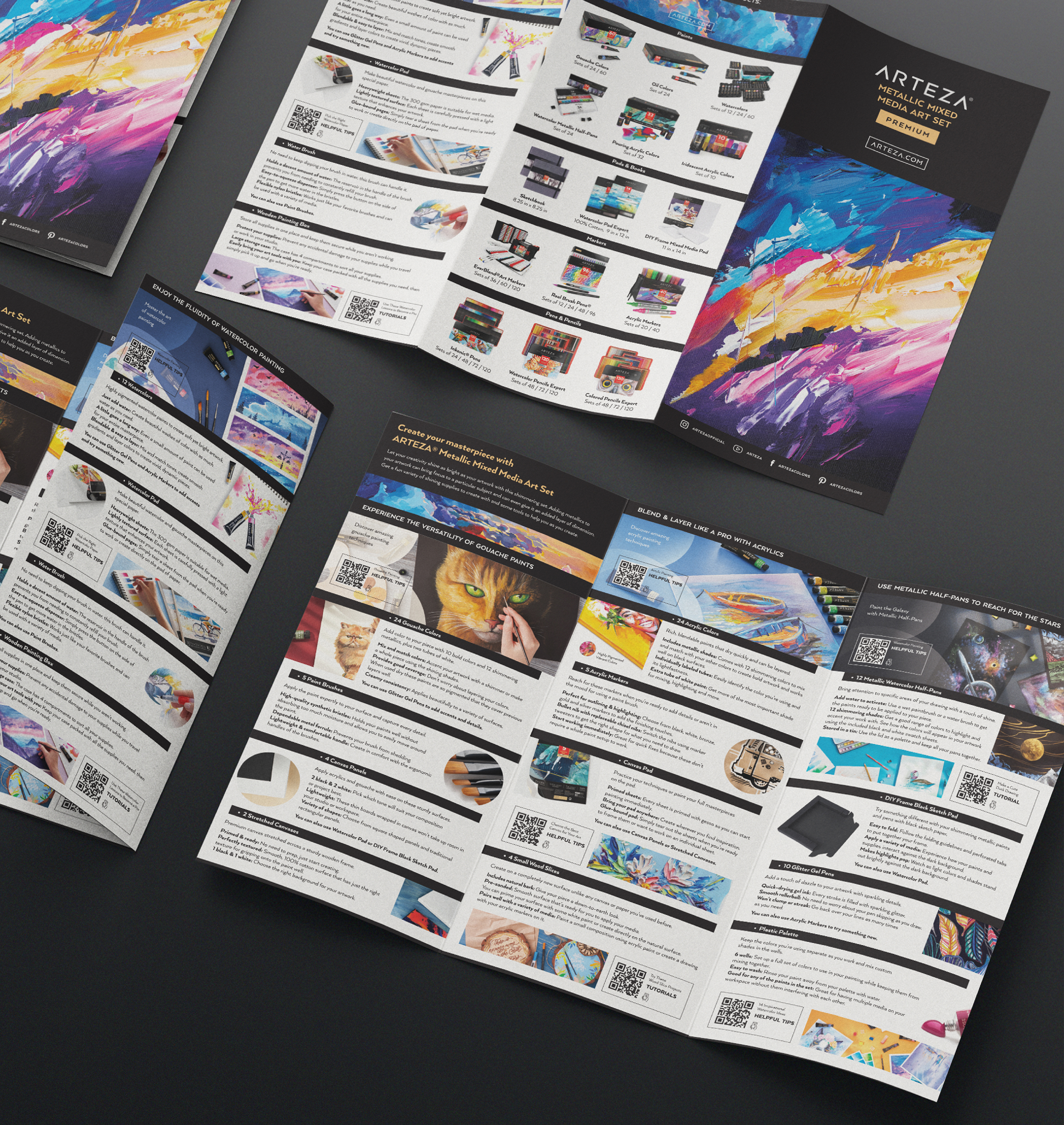 ARTEZA Mixed Media Art Set: Trifold Brochure Design — Изображение №7 — Брендинг, Графика на Dprofile