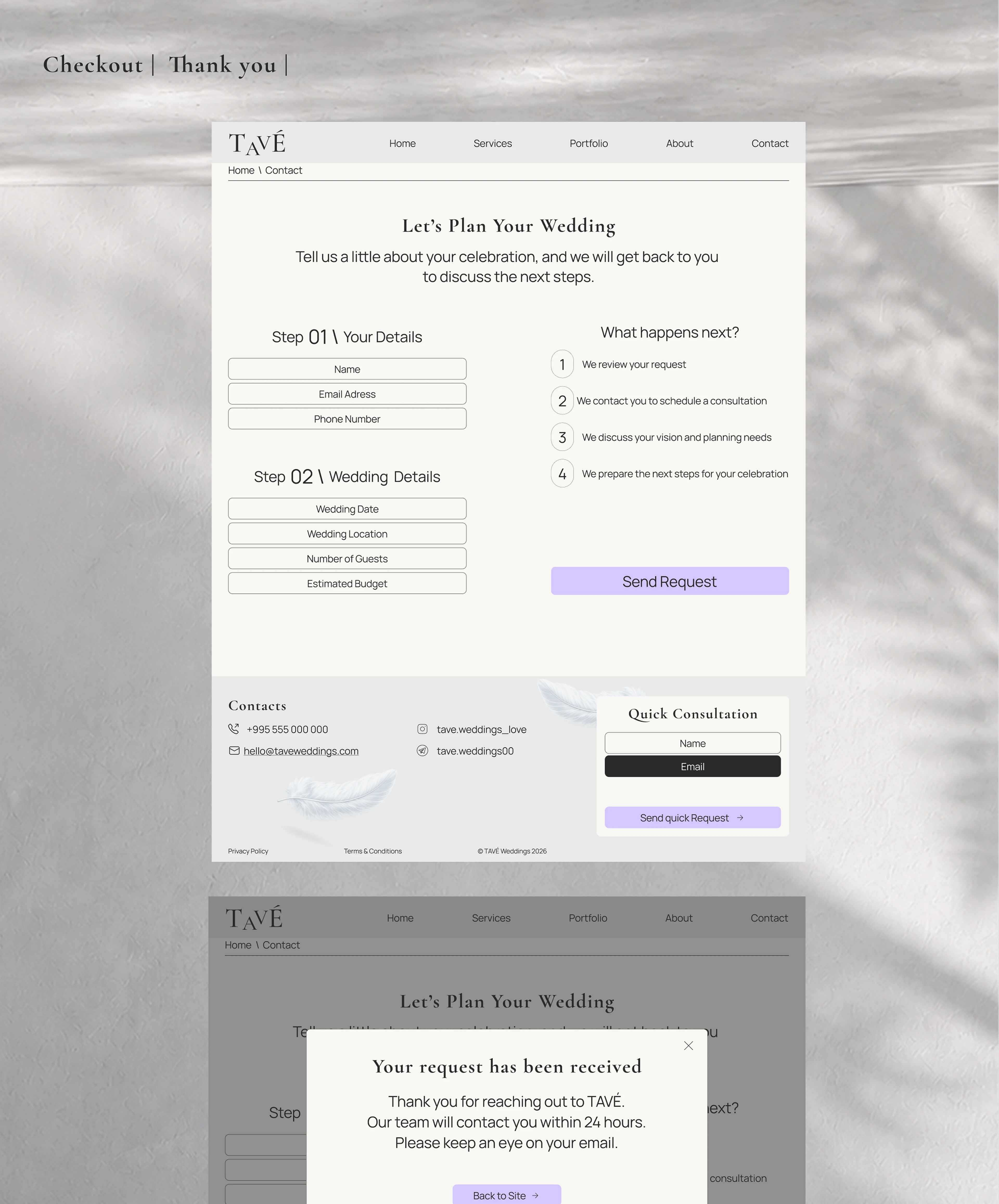 TAVE Wedding Agency — Web Design Concept — Изображение №8 — Интерфейсы, Брендинг на Dprofile