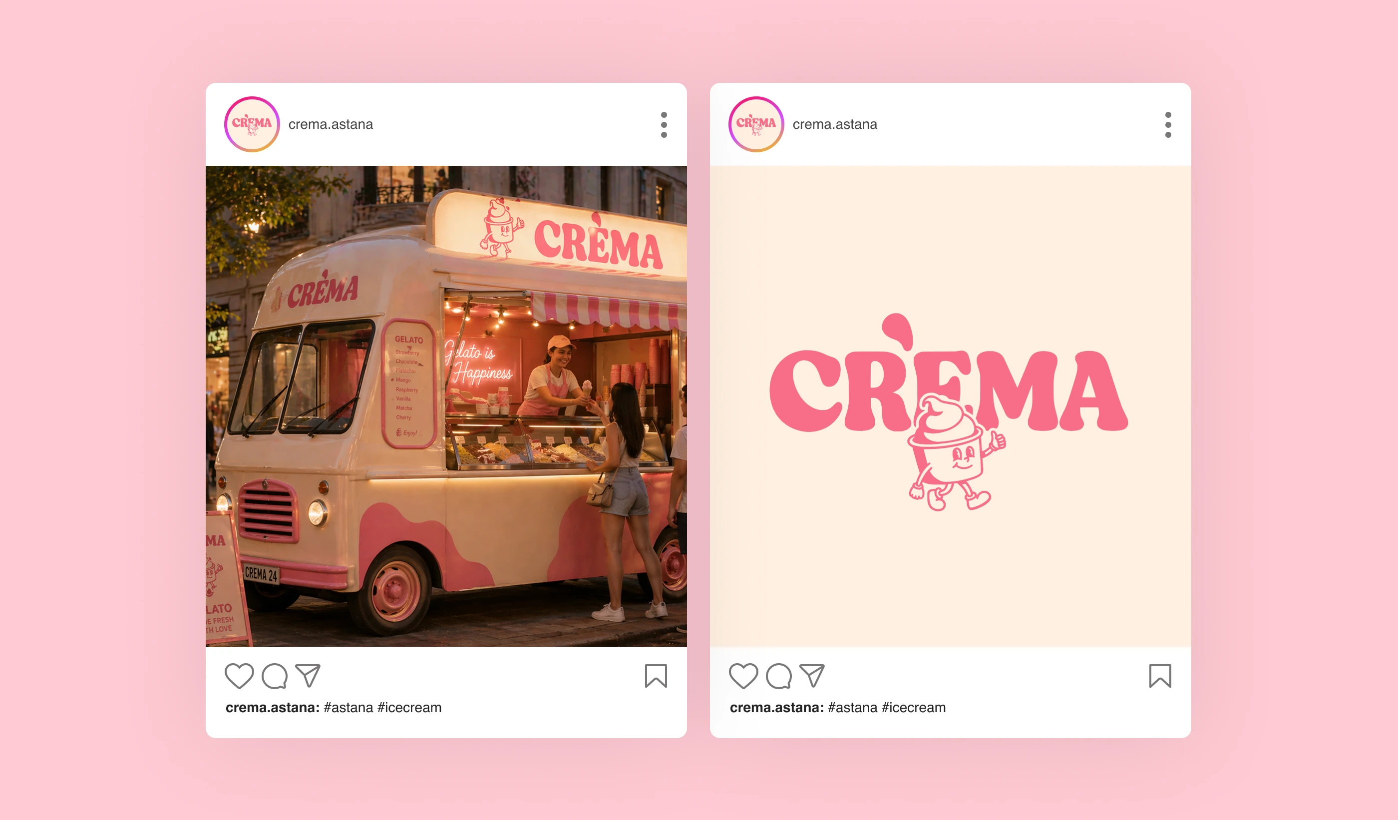 CREMA — Ice Cream Brand Identity & Packaging Design — Изображение №4 — Брендинг на Dprofile