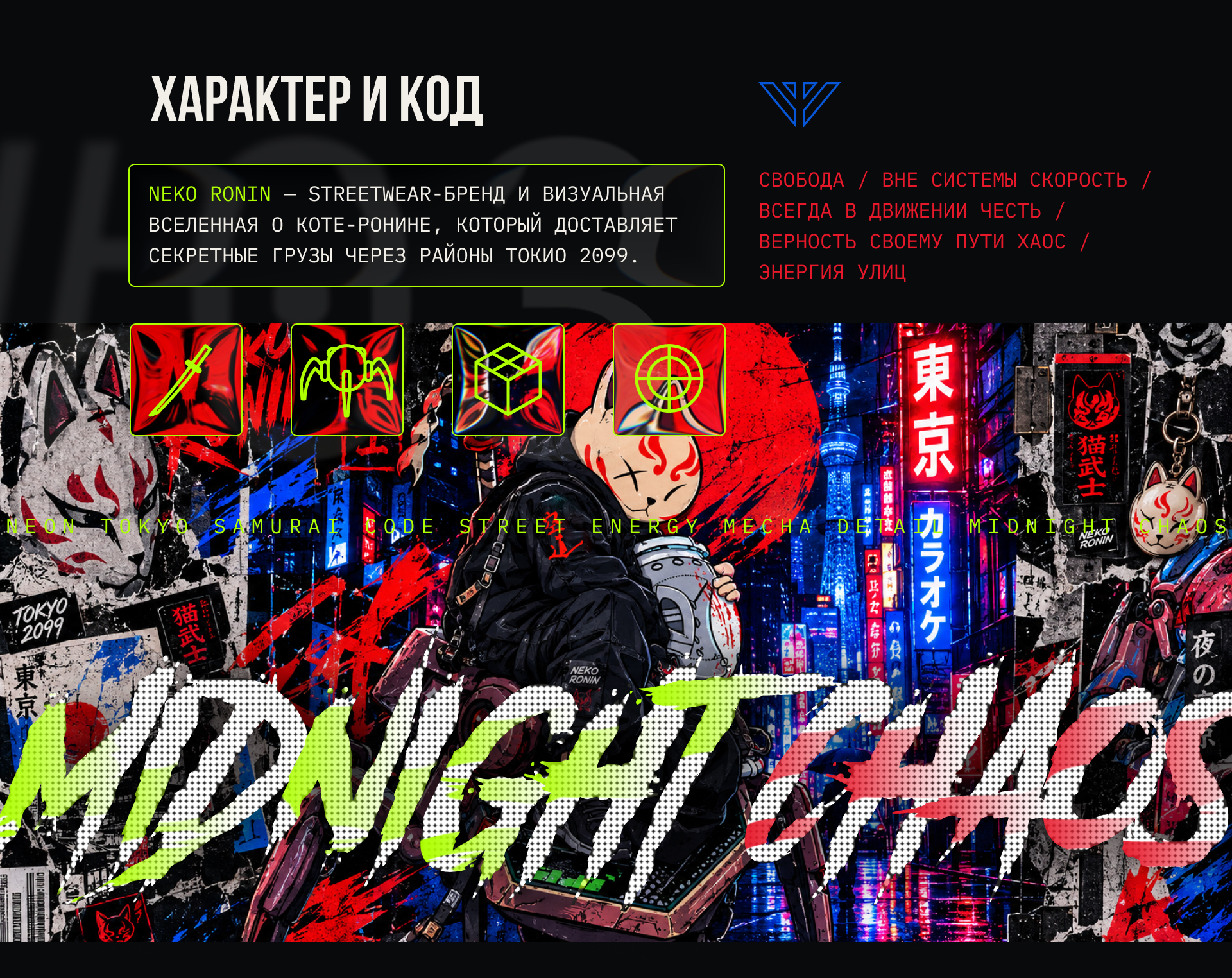 NEKO RONIN Иллюстрация для streetwear-бренда — Изображение №2 — Брендинг на Dprofile