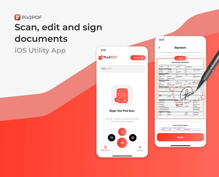 Pix2PDF - Scan, Edit & Sign Documents | Mobile app — Интерфейсы на Dprofile