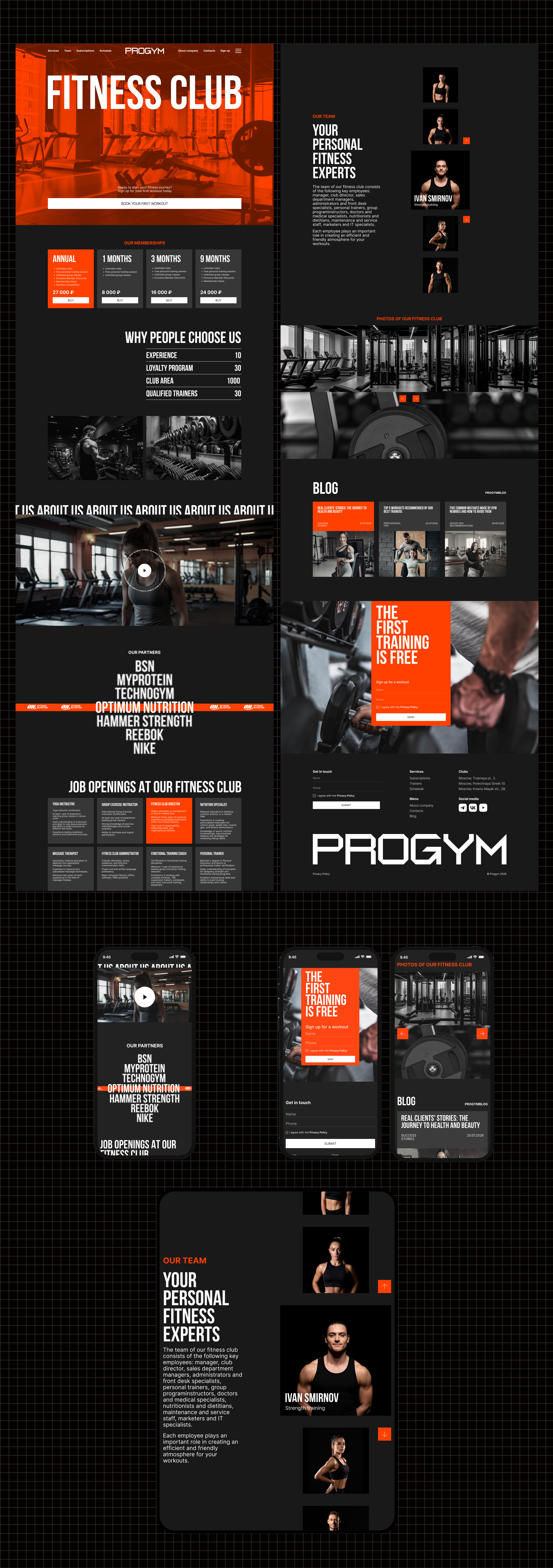 Progym Fitness | Дизайн корпоративного сайта — Изображение №3 — Интерфейсы на Dprofile