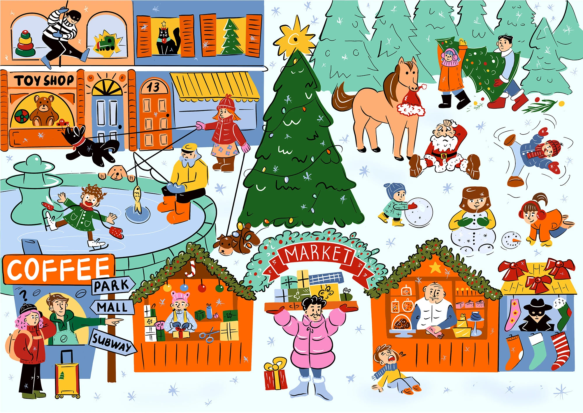 Новогодний виммельбух для урока английского — Изображение №3 — Иллюстрация на Dprofile