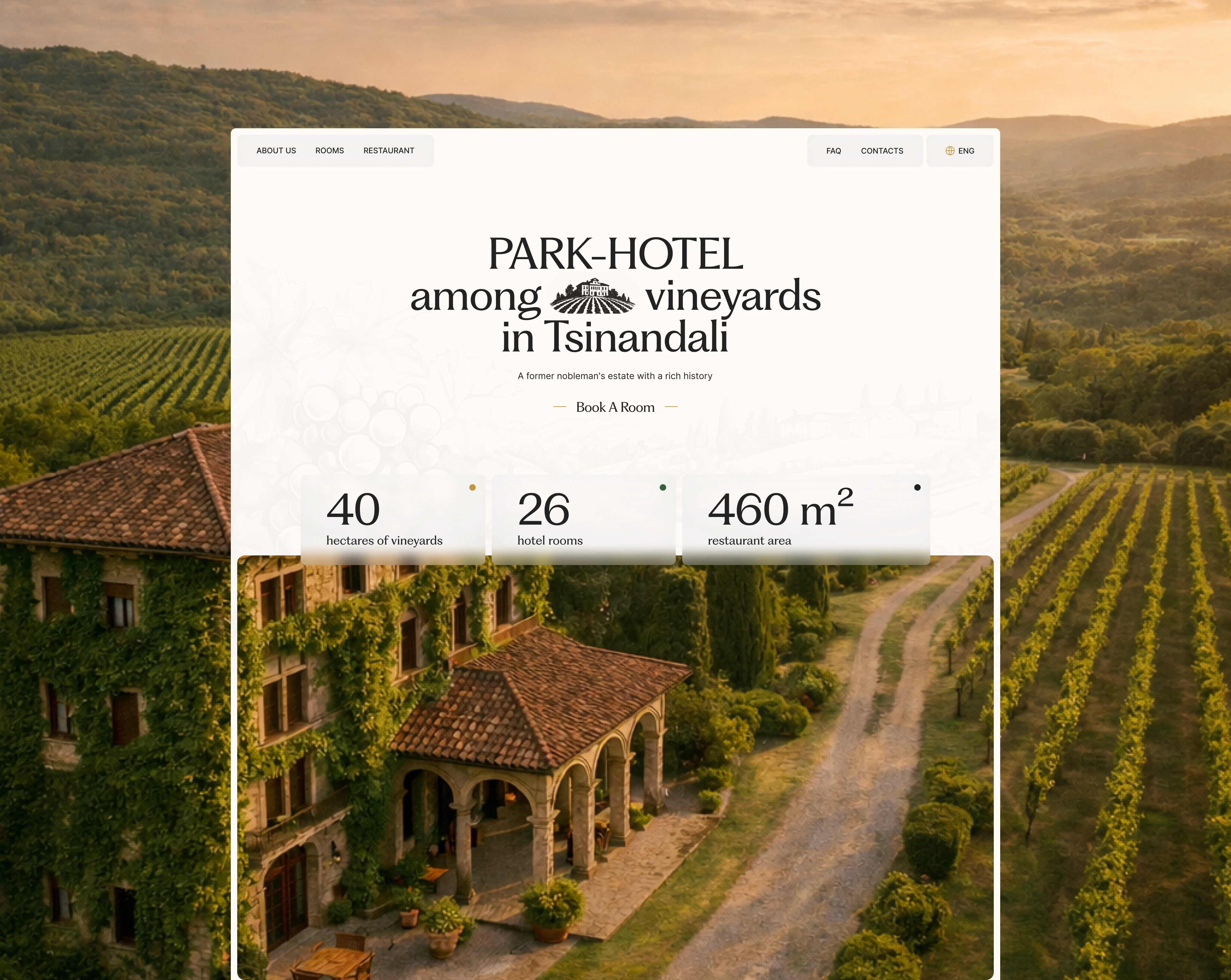 Park-hotel in Tsinandali | Webdesign concept — Изображение №3 — Интерфейсы, Анимация на Dprofile