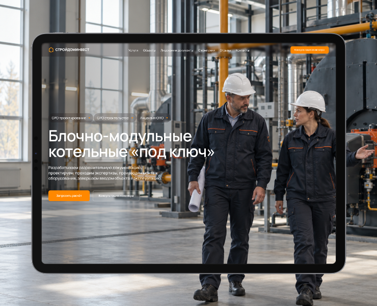 СТРОЙДОМИНВЕСТ — сайт инженерной компании — Брендинг, Интерфейсы на Dprofile