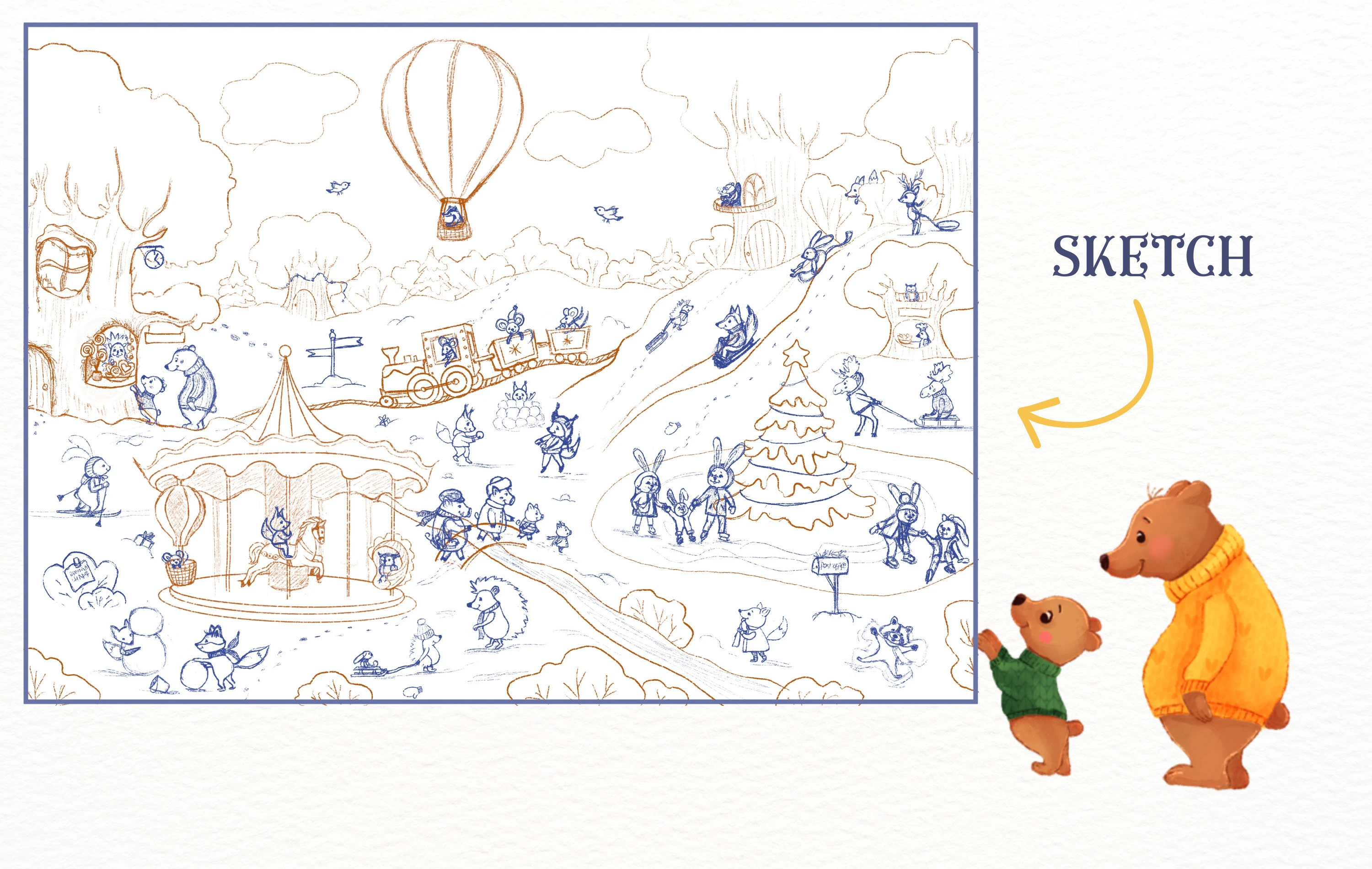 Виммельбух "Сказочный зимний лес" — Изображение №3 — Иллюстрация на Dprofile