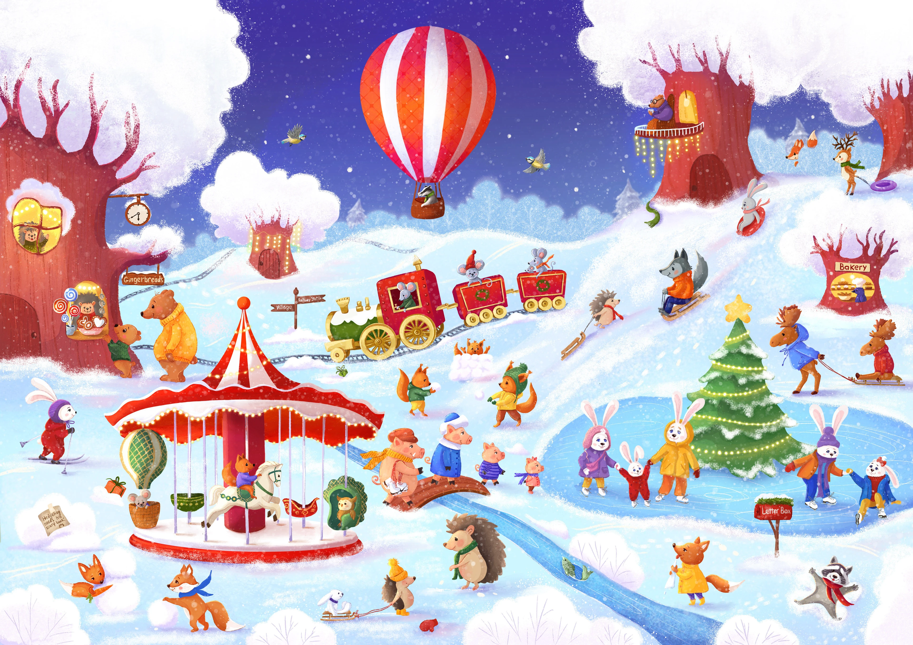 Виммельбух "Сказочный зимний лес" — Изображение №10 — Иллюстрация на Dprofile