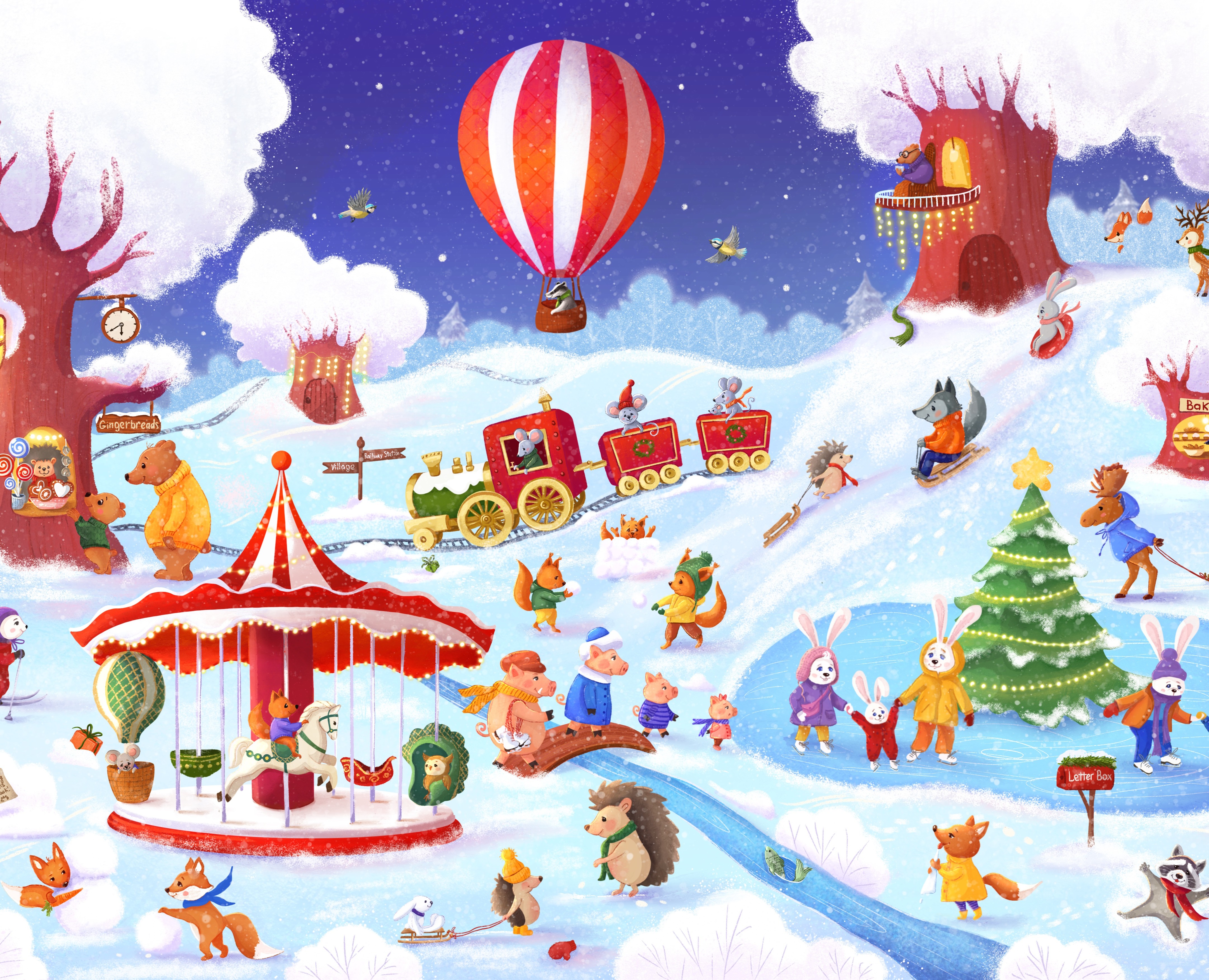 Виммельбух "Сказочный зимний лес" — Иллюстрация на Dprofile