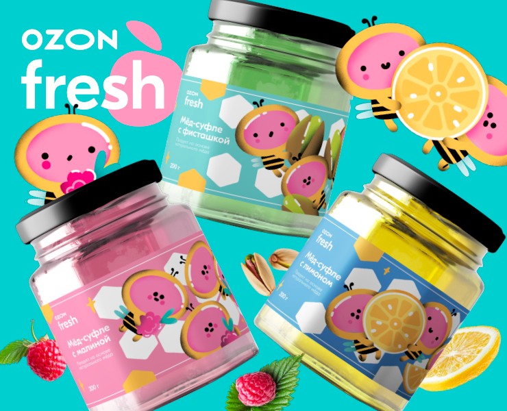 Персонажи для упаковки мёда OZON fresh на Dprofile