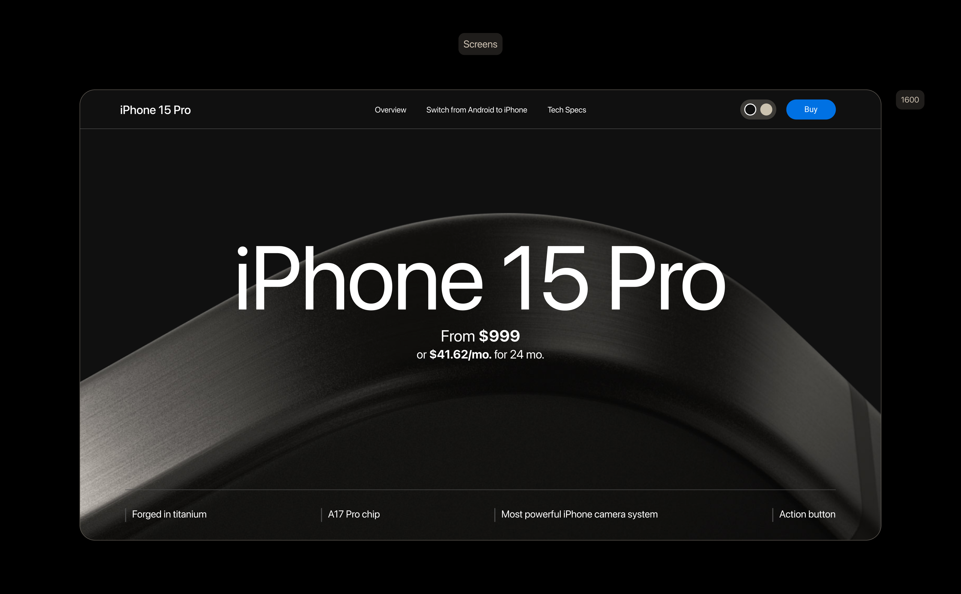 iPhone 15 Pro [landing page] — Изображение №3 — Интерфейсы на Dprofile