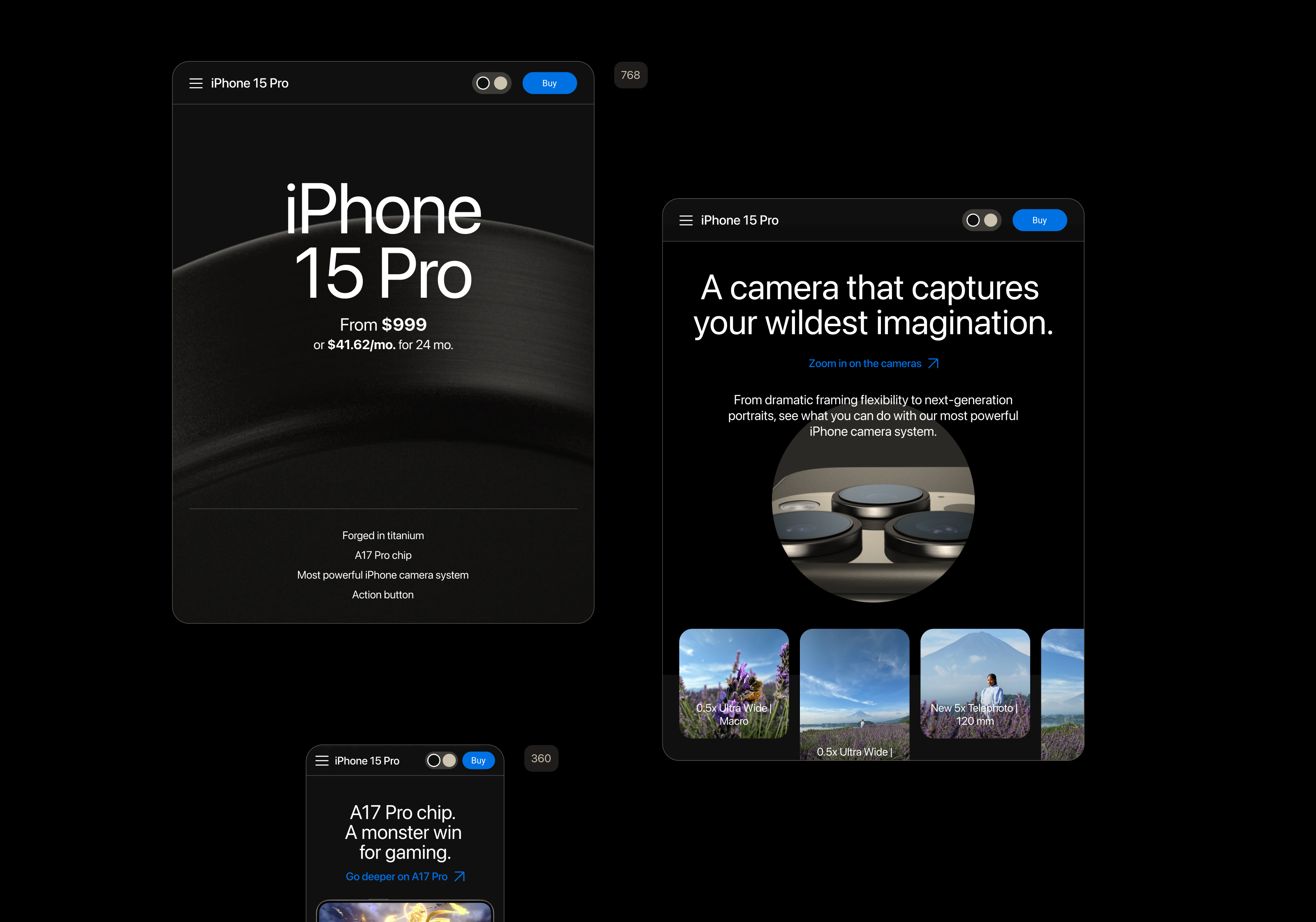 iPhone 15 Pro [landing page] — Изображение №10 — Интерфейсы на Dprofile