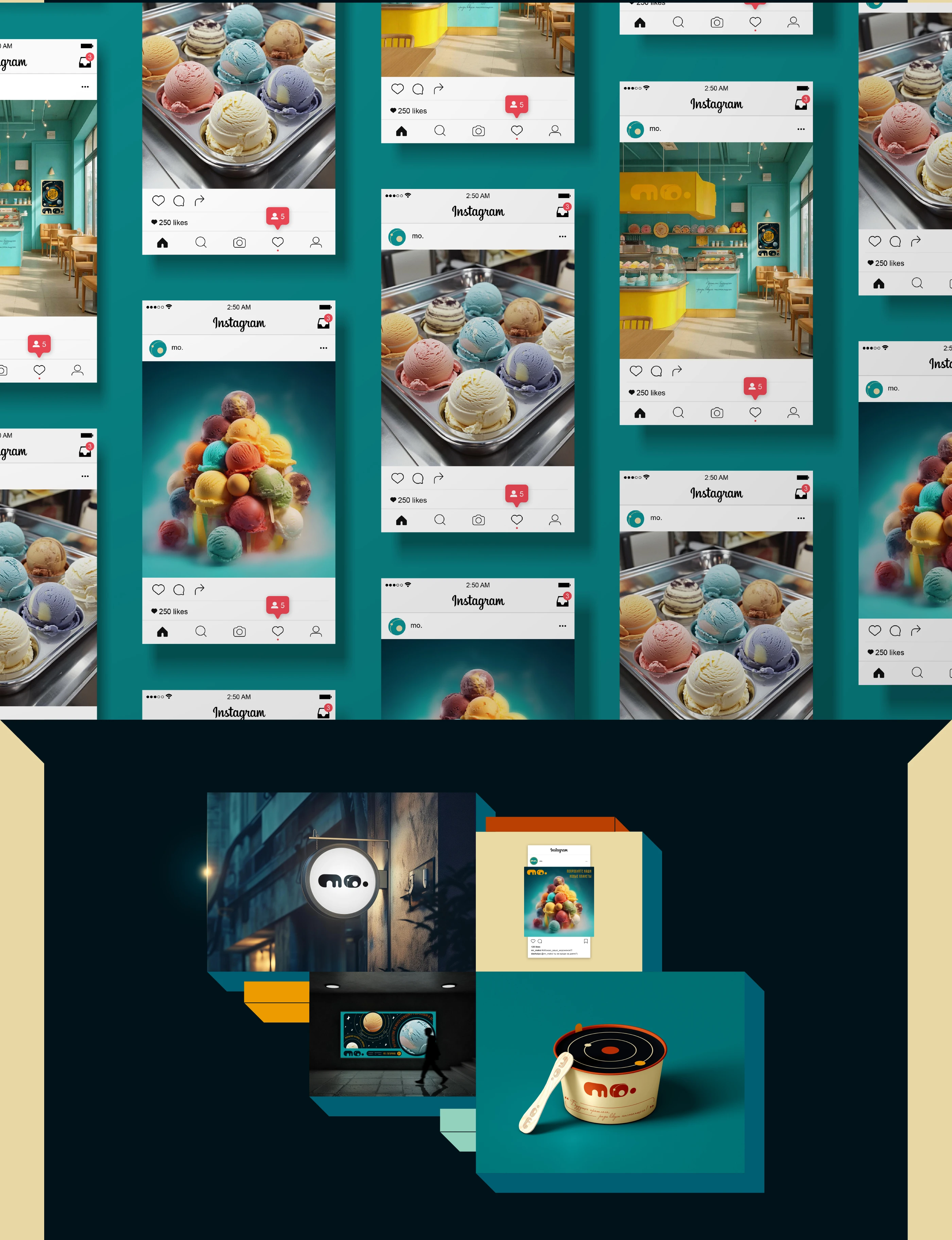 mo. - кафе-мороженое | Brand identity — Изображение №19 — Брендинг, Иллюстрация на Dprofile