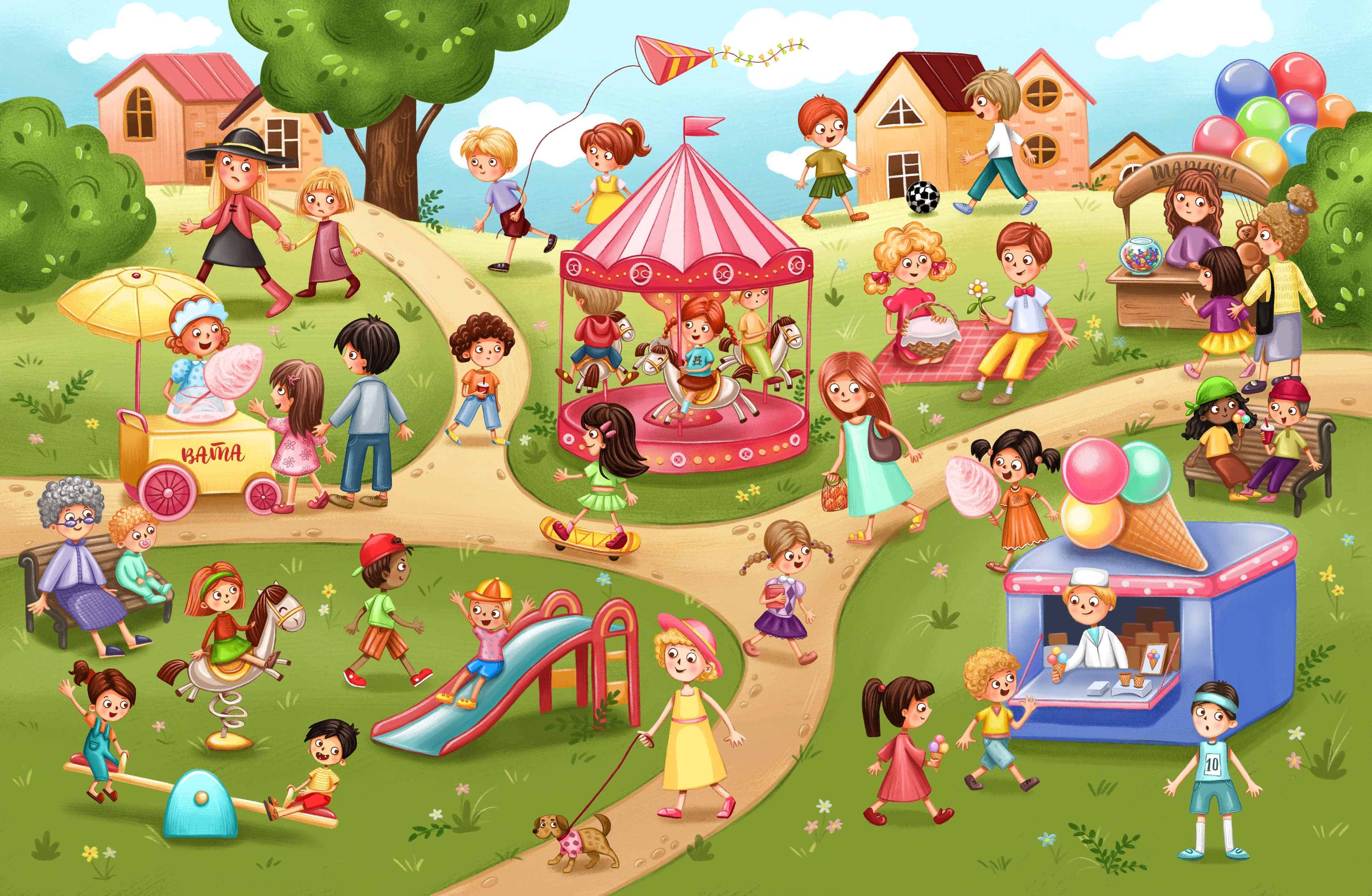 Виммельбух в парке. Wimmelbuch in the park — Изображение №5 — Иллюстрация на Dprofile