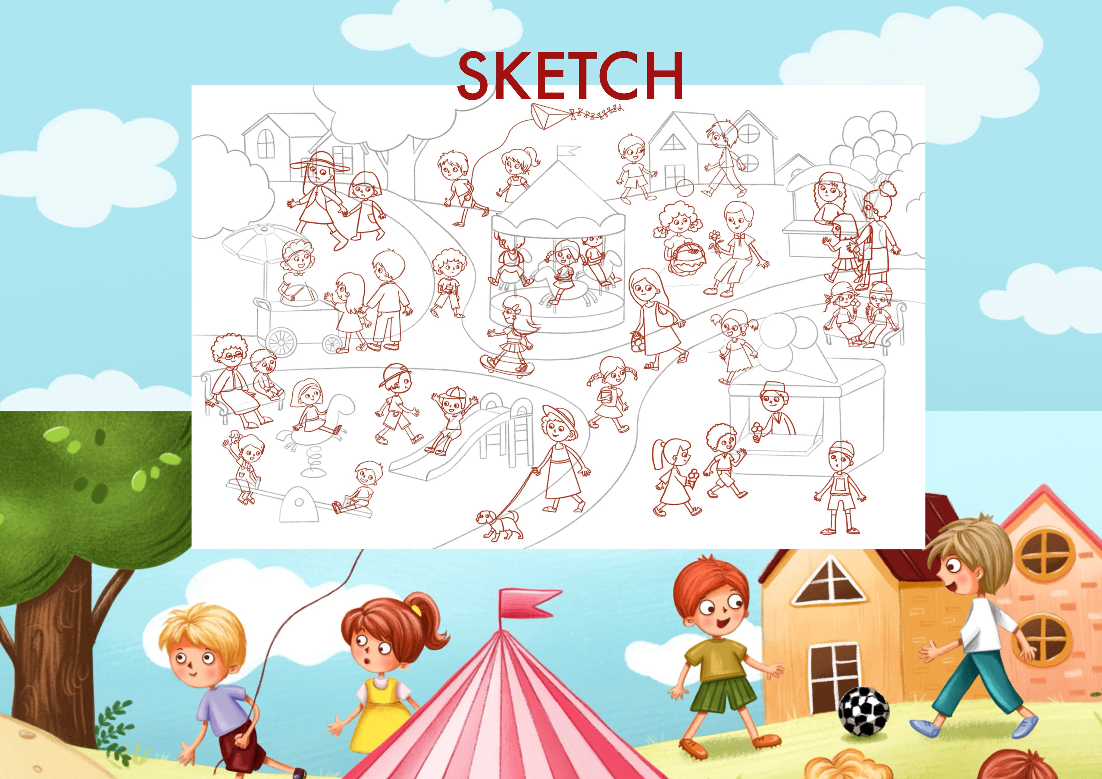 Виммельбух в парке. Wimmelbuch in the park — Изображение №2 — Иллюстрация на Dprofile