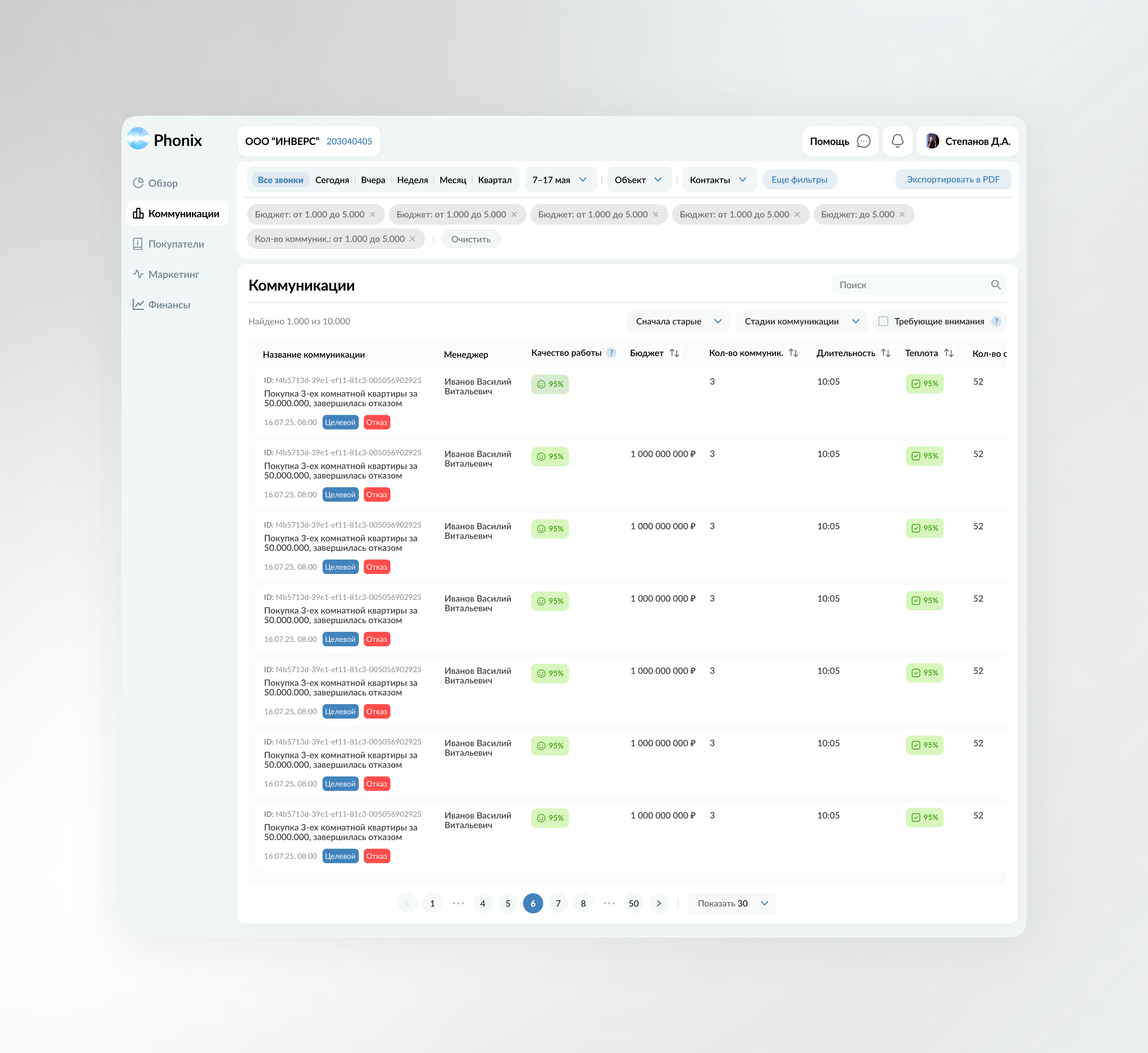 Phonix — AI-платформа для анализа продаж в недвижимости — Изображение №13 — Интерфейсы на Dprofile