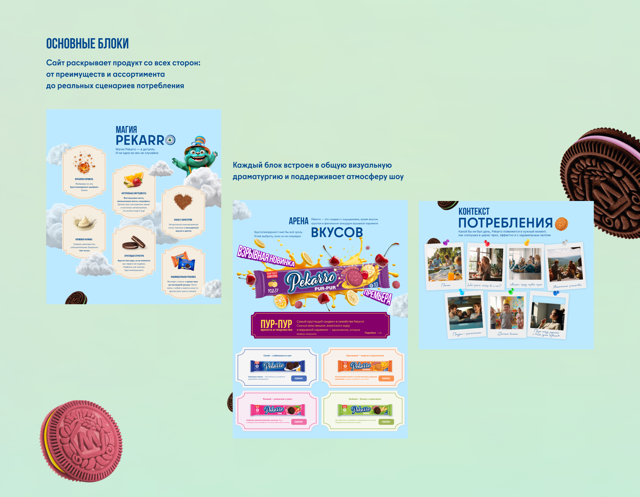 Pekarro — промо-лендинг для линейки печенья-сэндвичей — Изображение №4 — Интерфейсы, Анимация на Dprofile