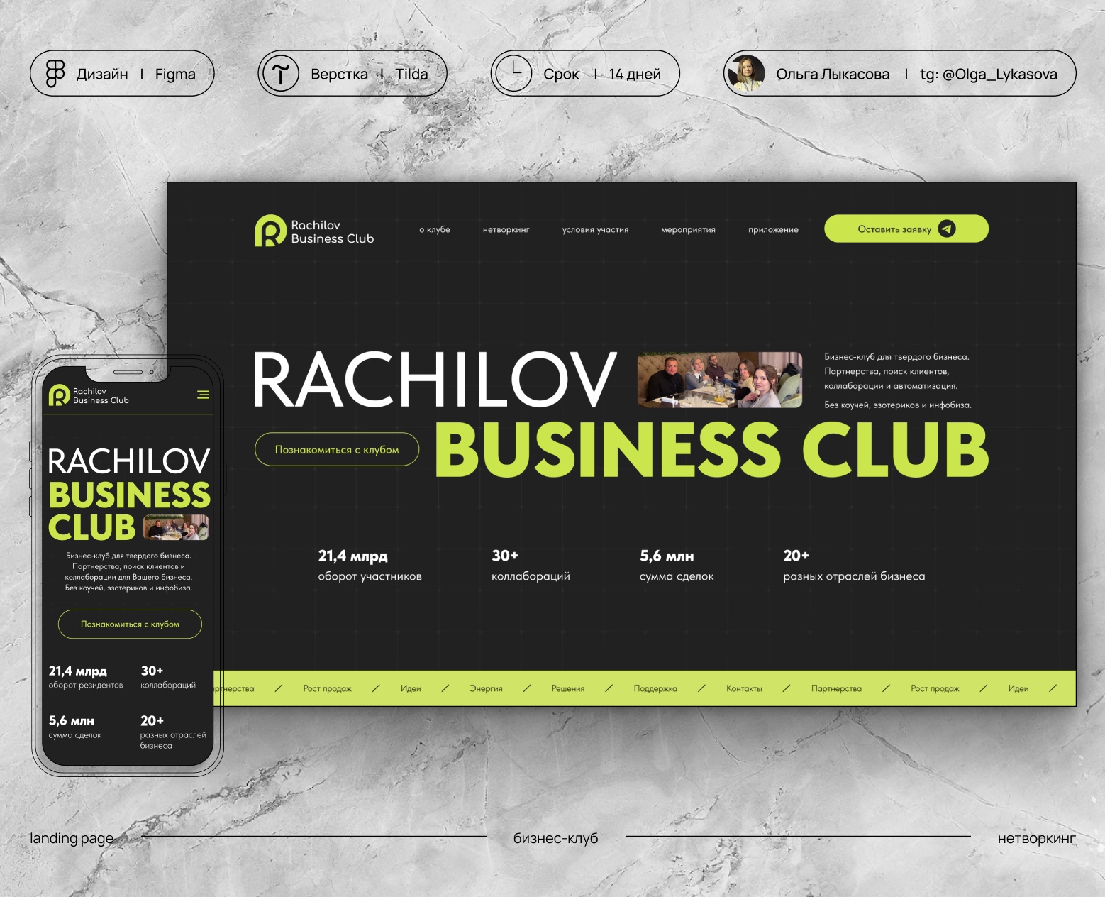 Редизайн лендинга для бизнес-клуба — Интерфейсы на Dprofile