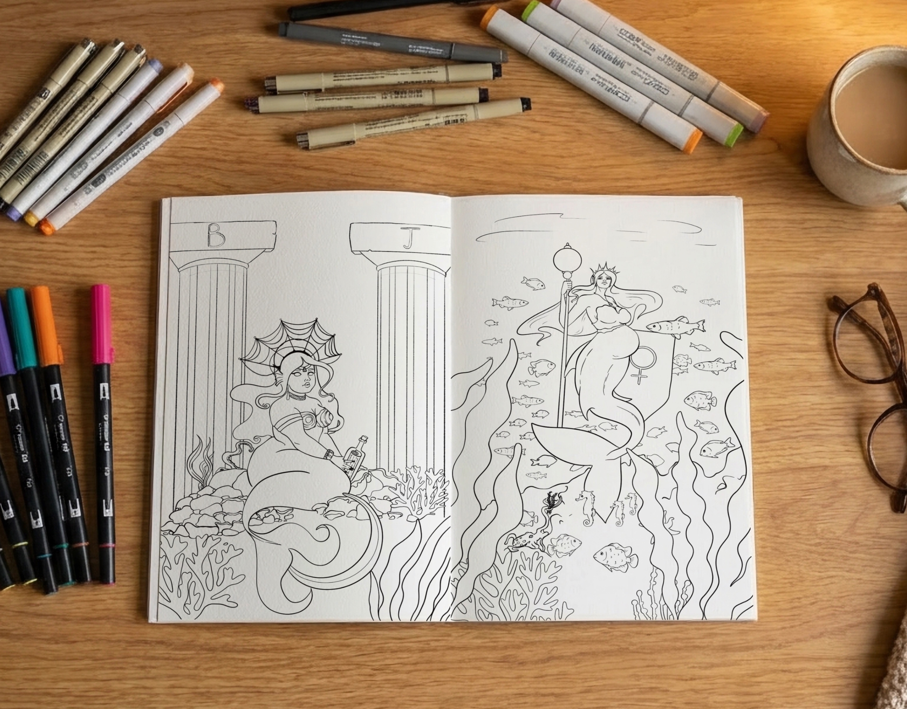 Раскраска по мотивам карт Таро | Русалки и подводный мир — Изображение №4 — Иллюстрация, Графика на Dprofile