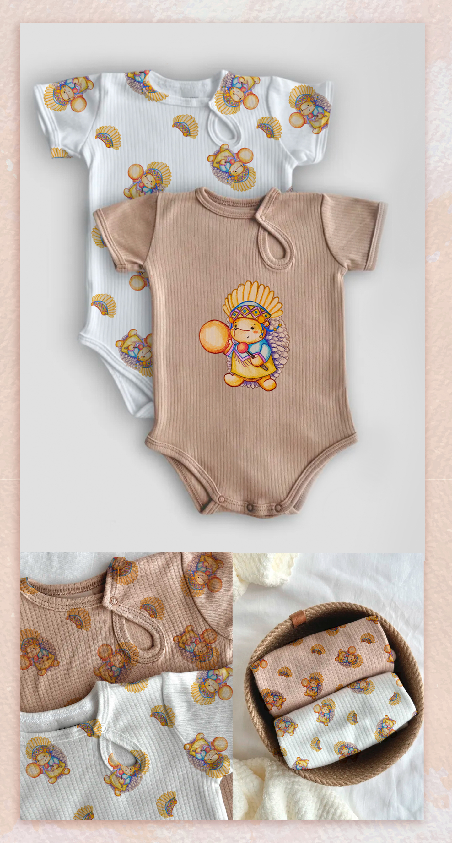 Детский принт для ткани Ёжик шаман — Изображение №3 — Интерфейсы, Иллюстрация на Dprofile