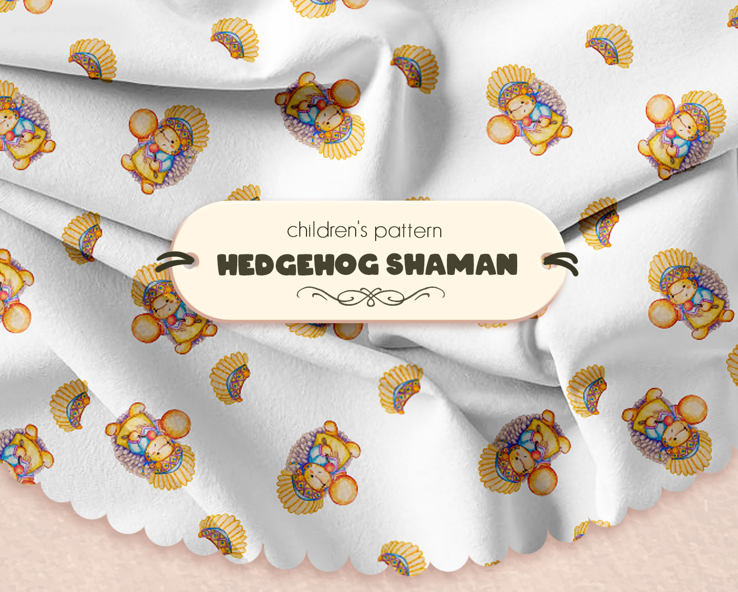Детский принт для ткани Ёжик шаман — Изображение №1 — Интерфейсы, Иллюстрация на Dprofile