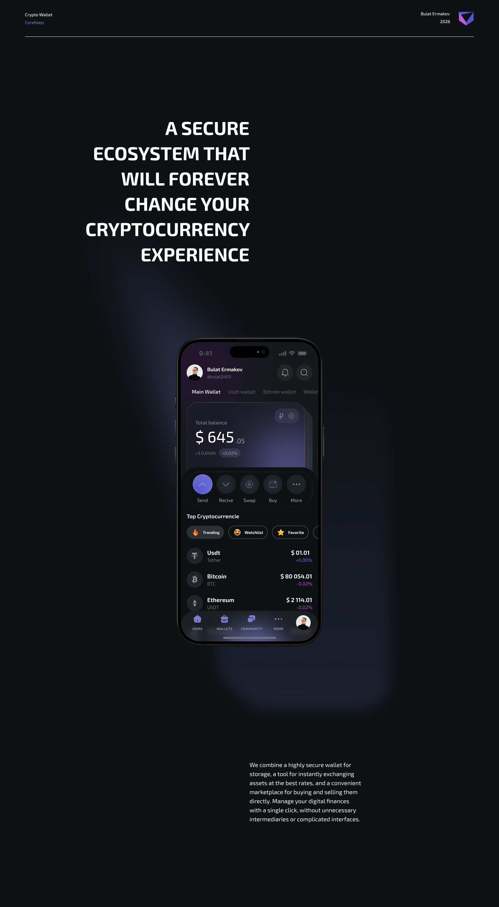 CoreKeep wallet, UX/UI — Изображение №1 — Интерфейсы на Dprofile