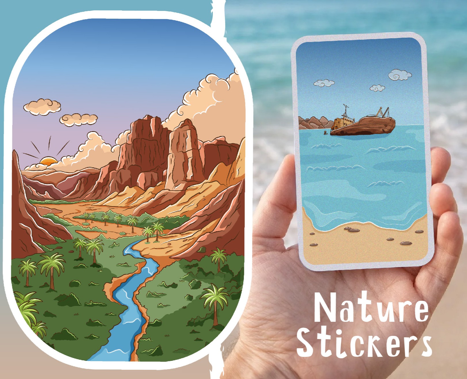 Векторные стикеры с природой Саудовской Аравии на Dprofile