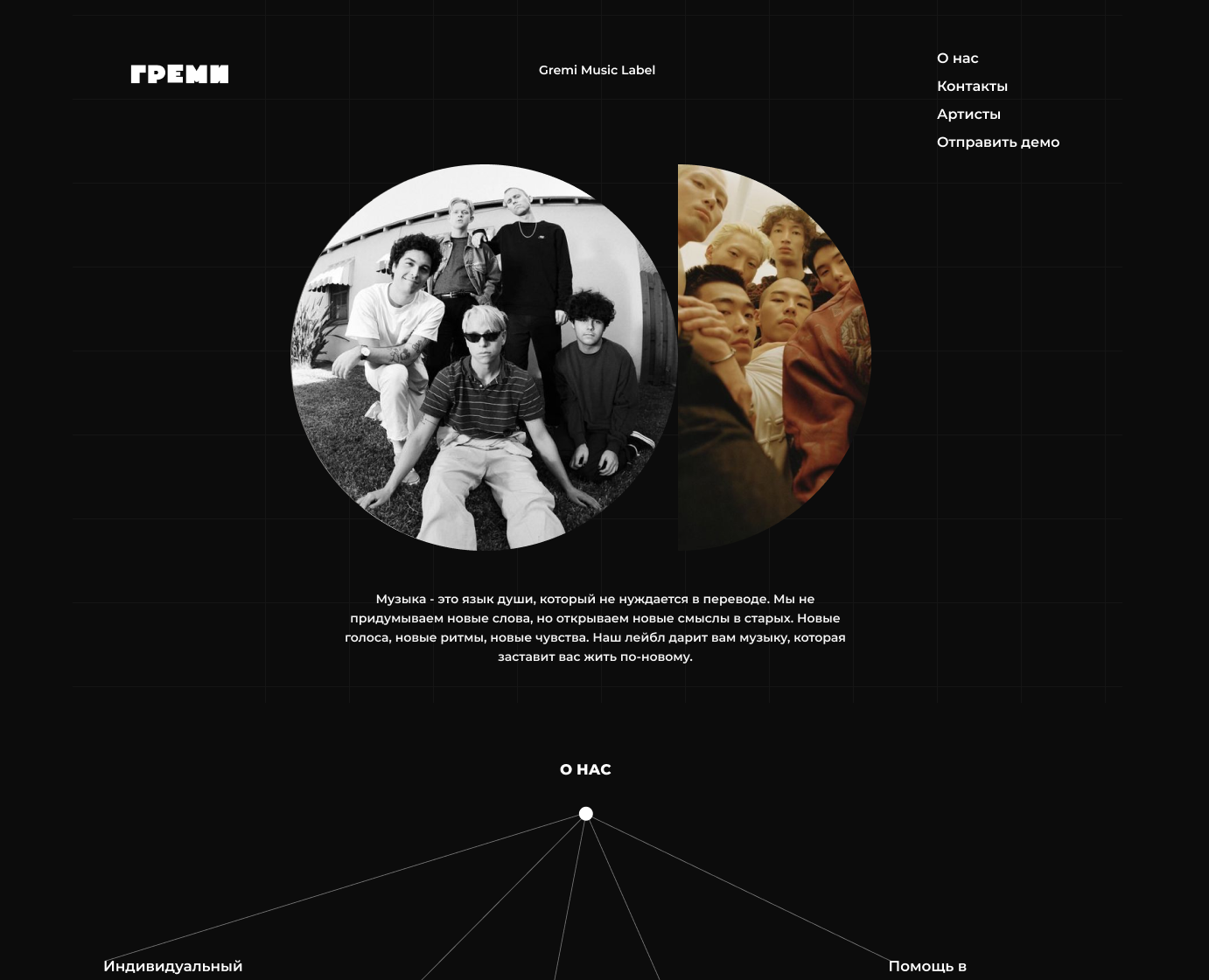 Сайт для музыкального лейбла Греми — Интерфейсы на Dprofile