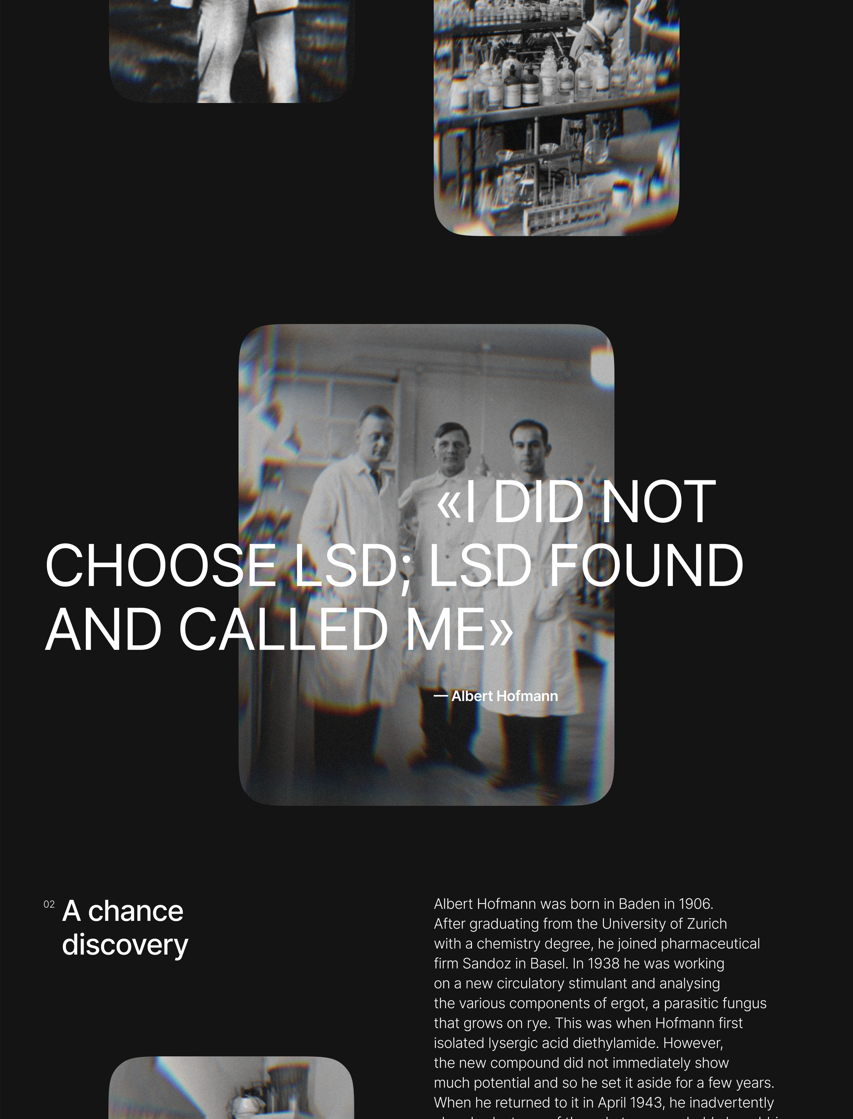 Дизайн статьи об Альберте Хофманне и его открытии — Изображение №2 — Интерфейсы на Dprofile