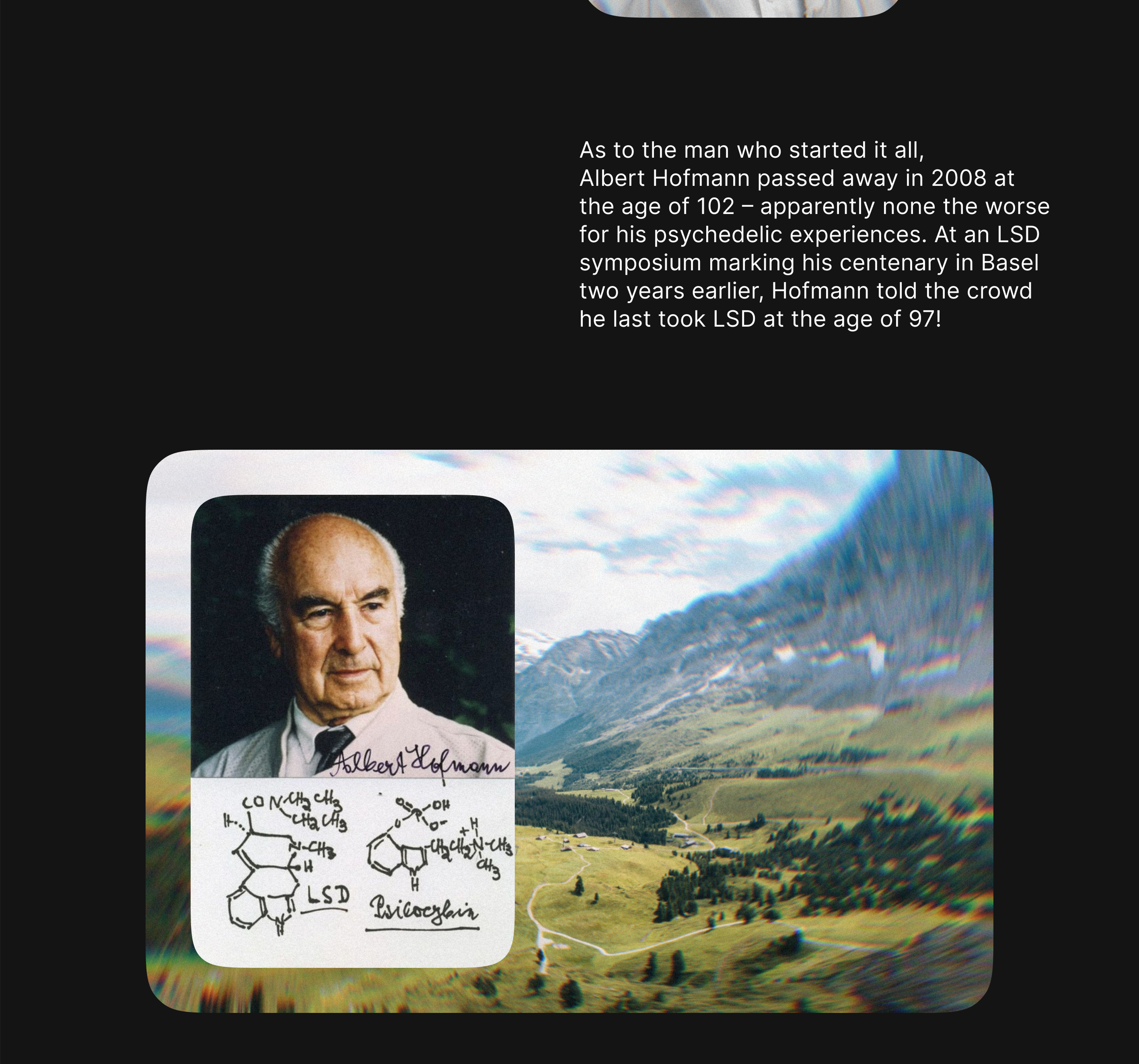 Дизайн статьи об Альберте Хофманне и его открытии — Изображение №6 — Интерфейсы на Dprofile