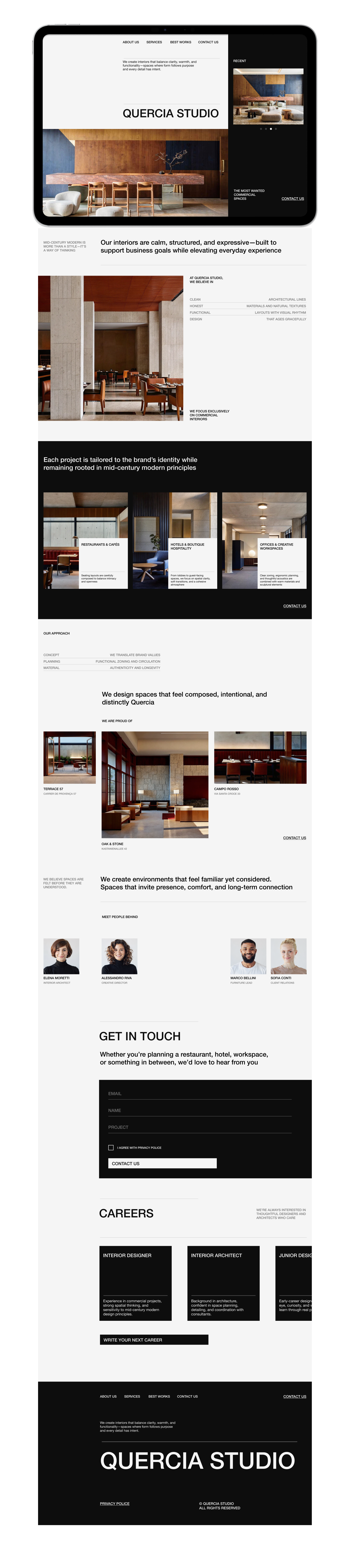 QUERCIA STUDIO - Сайт для студии интерьерного дизайна — Изображение №9 — Интерфейсы, Брендинг на Dprofile