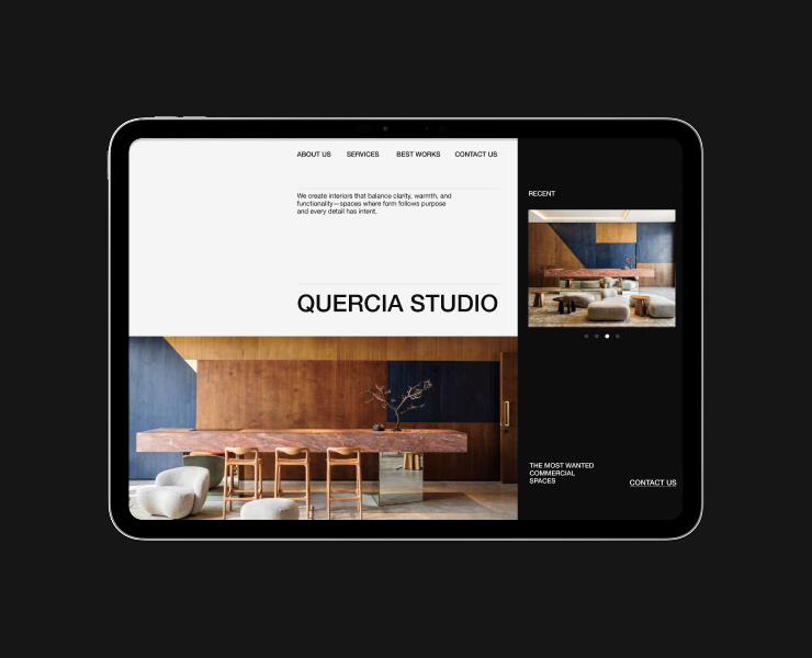 QUERCIA STUDIO - Сайт для студии интерьерного дизайна — Интерфейсы, Брендинг на Dprofile