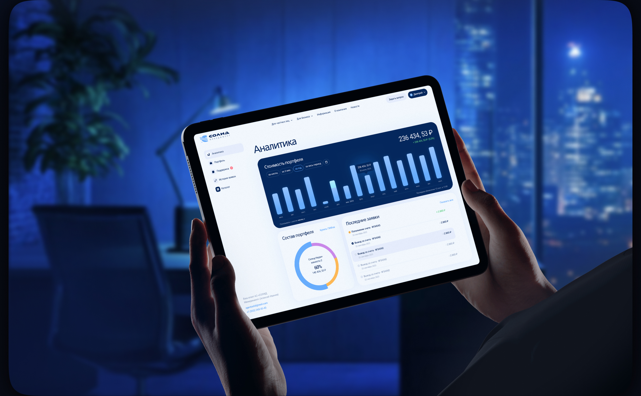 СОЛИД Менеджмент. Управляющая компания — Изображение №3 — Интерфейсы на Dprofile