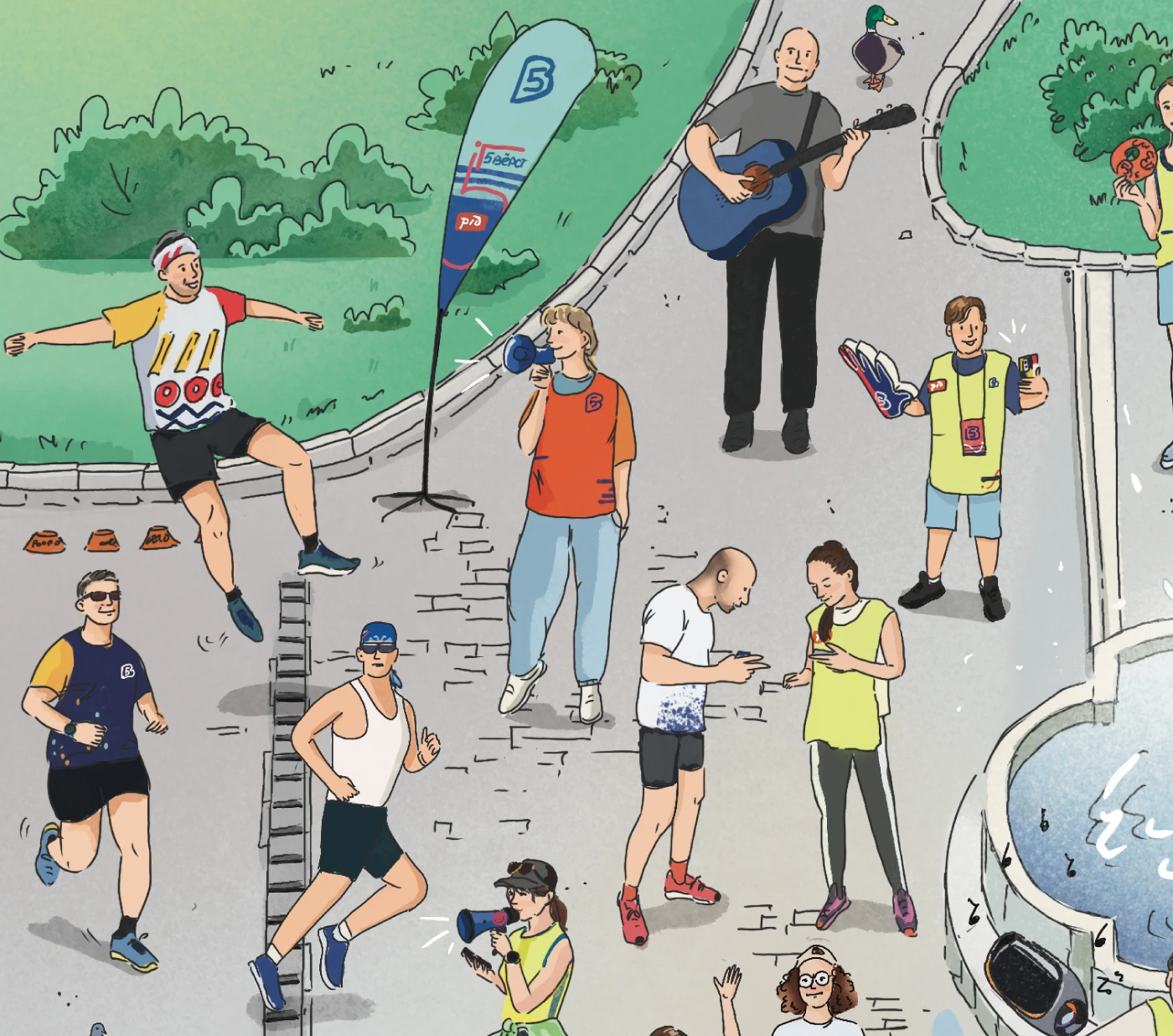 Виммельбух открытка к дню рождения парковых забегов в Динамо — Изображение №7 — Иллюстрация на Dprofile