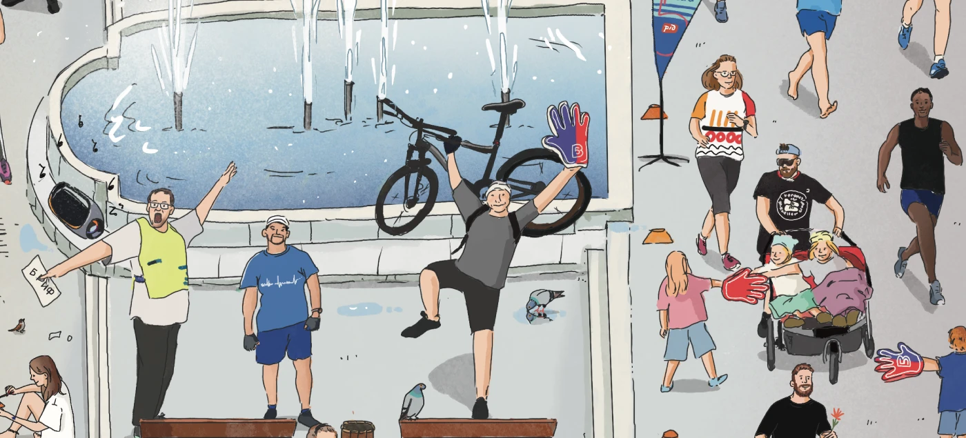 Виммельбух открытка к дню рождения парковых забегов в Динамо — Изображение №9 — Иллюстрация на Dprofile