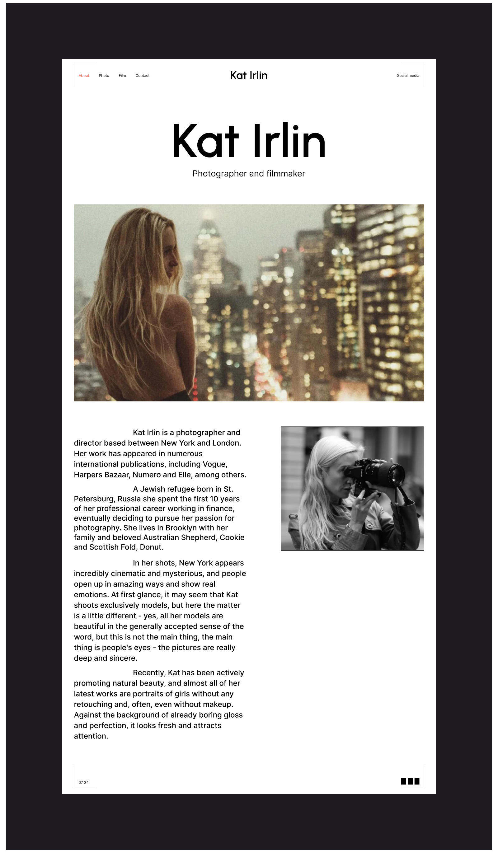 Kat Irlin. Photographer and filmmaker — Изображение №12 — Интерфейсы, Анимация на Dprofile