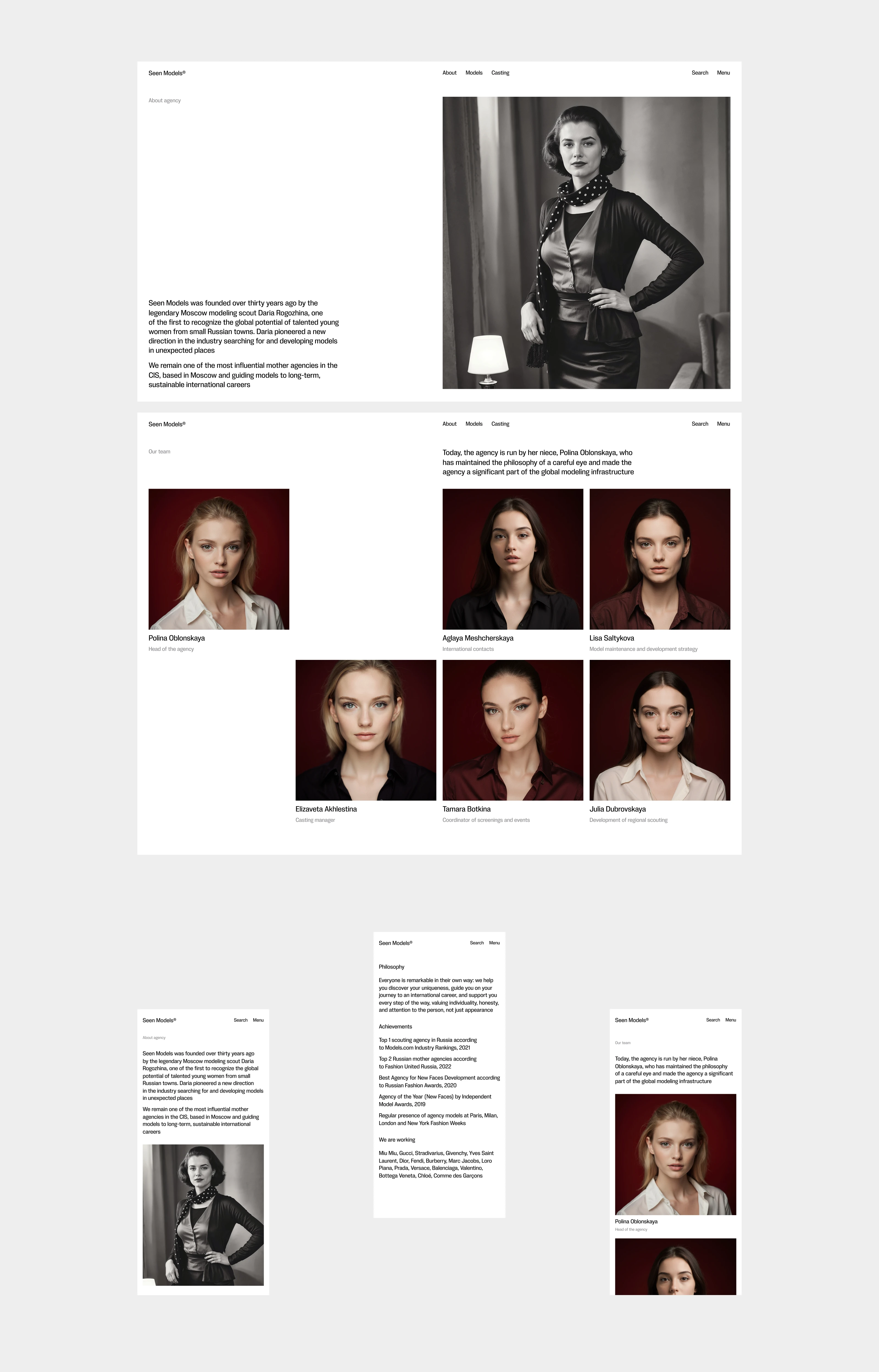 Seen Models | Modeling agency — Изображение №8 — Интерфейсы, Анимация на Dprofile