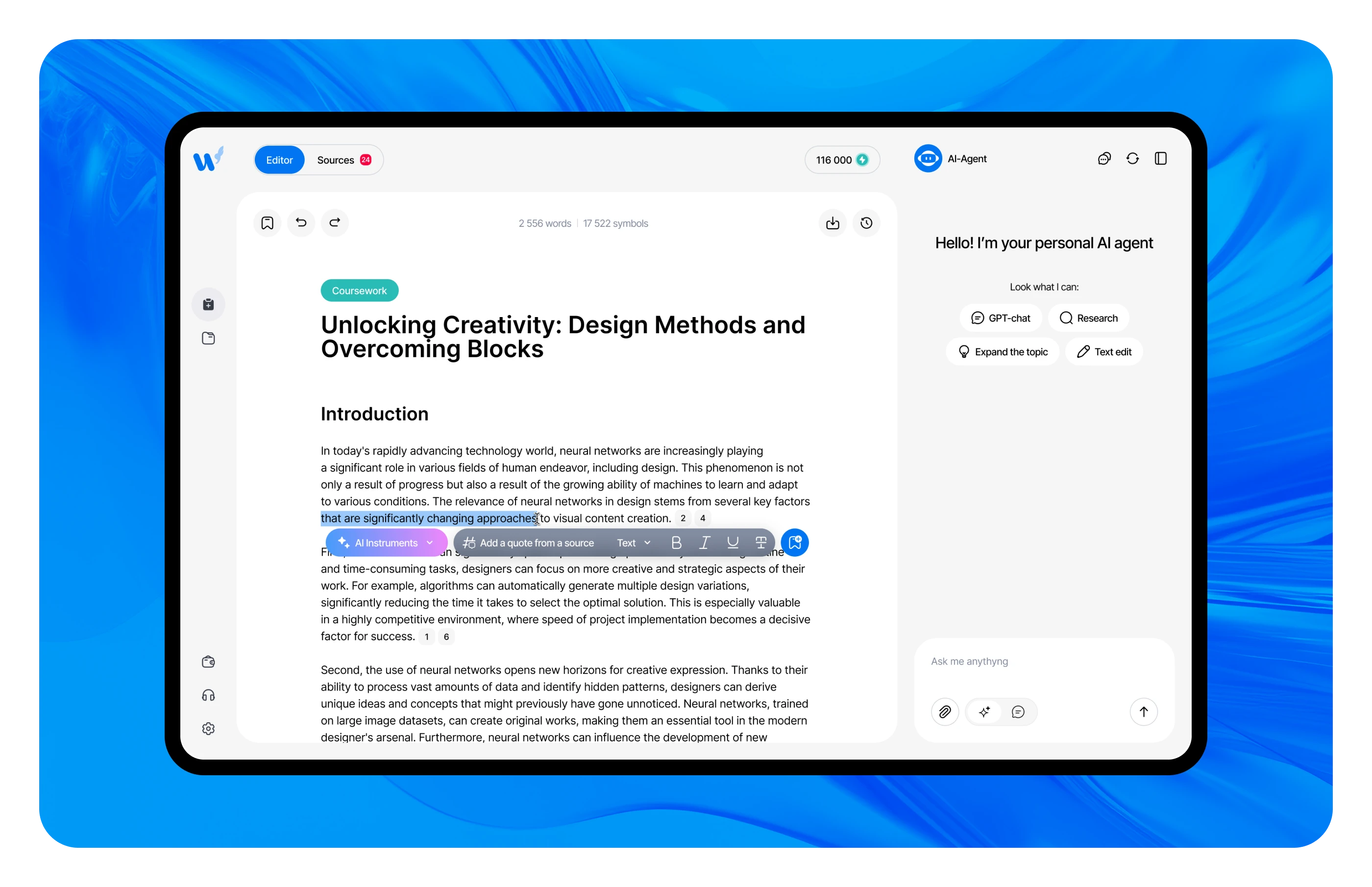 Wordybot — AI-Writing Tool | UX/UI Design — Изображение №10 — Интерфейсы на Dprofile