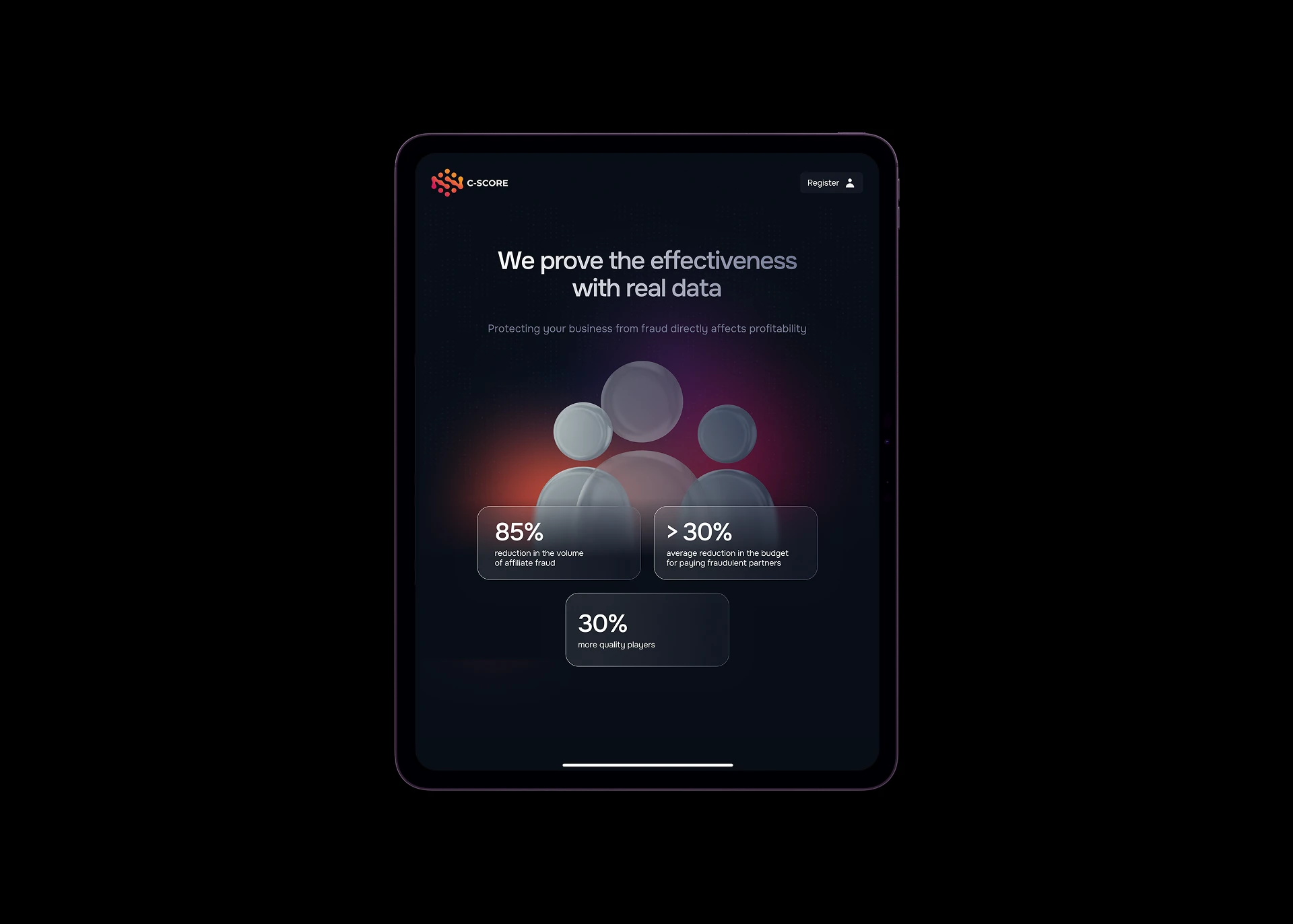 C-SCORE — дизайн сайта для AI anti-fraud платформы для iGam… — Изображение №6 — Интерфейсы, Анимация на Dprofile