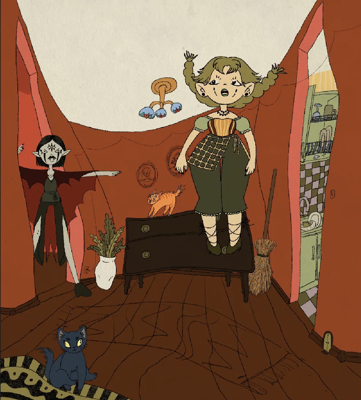 Иллюстрация «Кот, ведьма и немного хаоса» — Изображение №5 — Иллюстрация на Dprofile