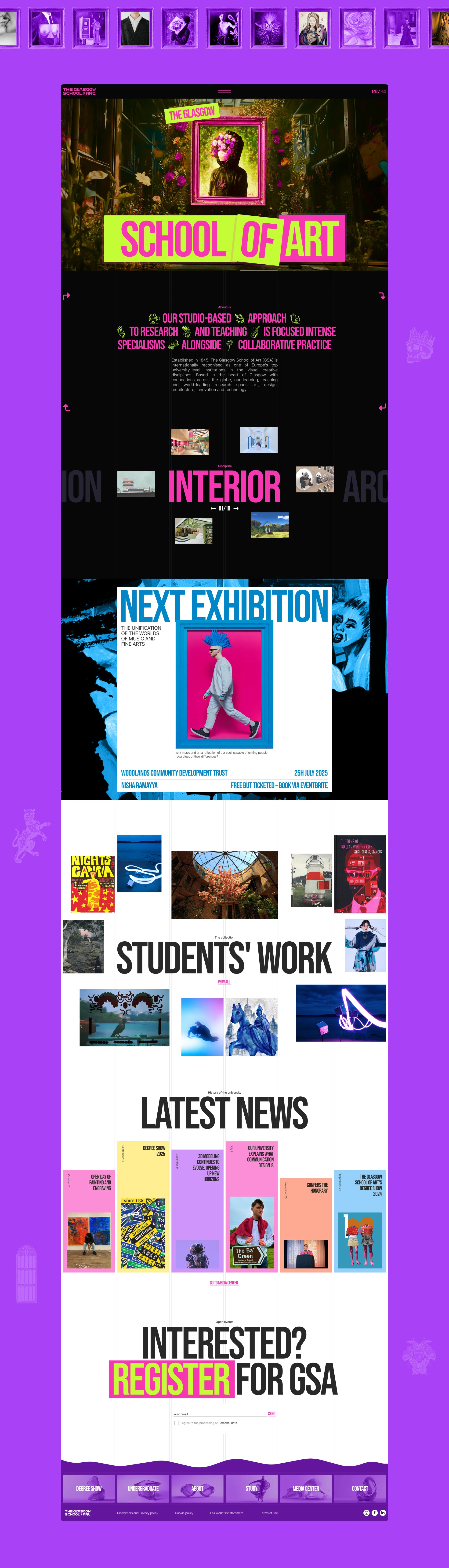 Сайт для школы искусств «The Glasgow School Of Art» — Изображение №4 — Интерфейсы на Dprofile