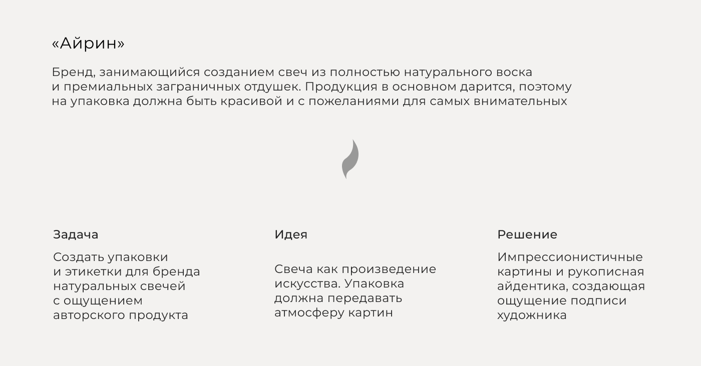Айрин / айдентика для бренда свечей — Изображение №2 — Брендинг на Dprofile