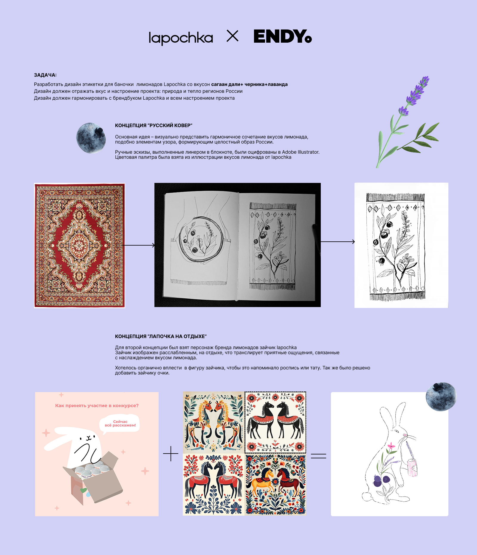 Lapochka × Endy концепт для упаковки лимонада — Изображение №2 — Брендинг, Иллюстрация на Dprofile