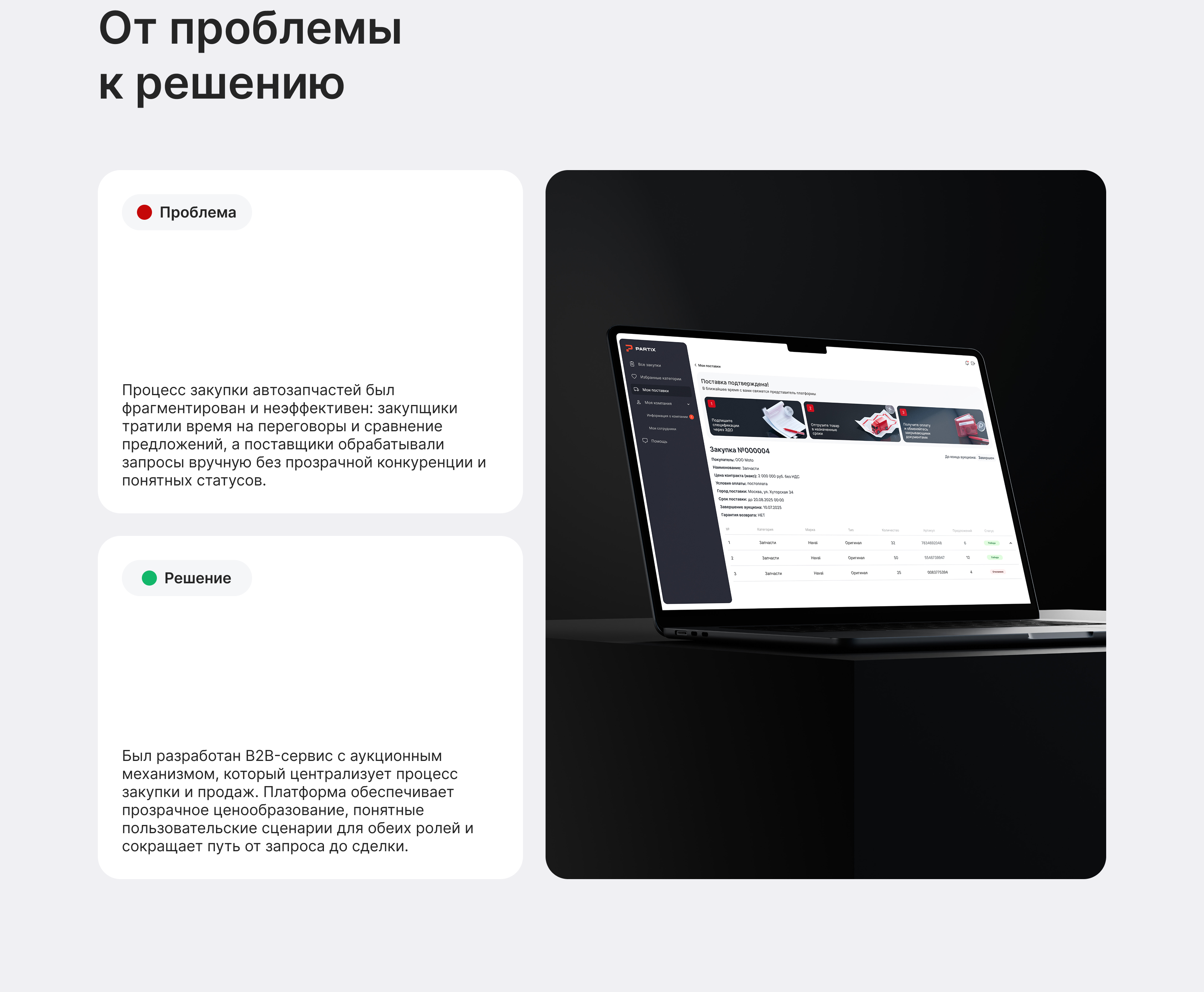 PARTIX Сервис аукционной закупки и продажи запчастей — Изображение №3 — Интерфейсы на Dprofile