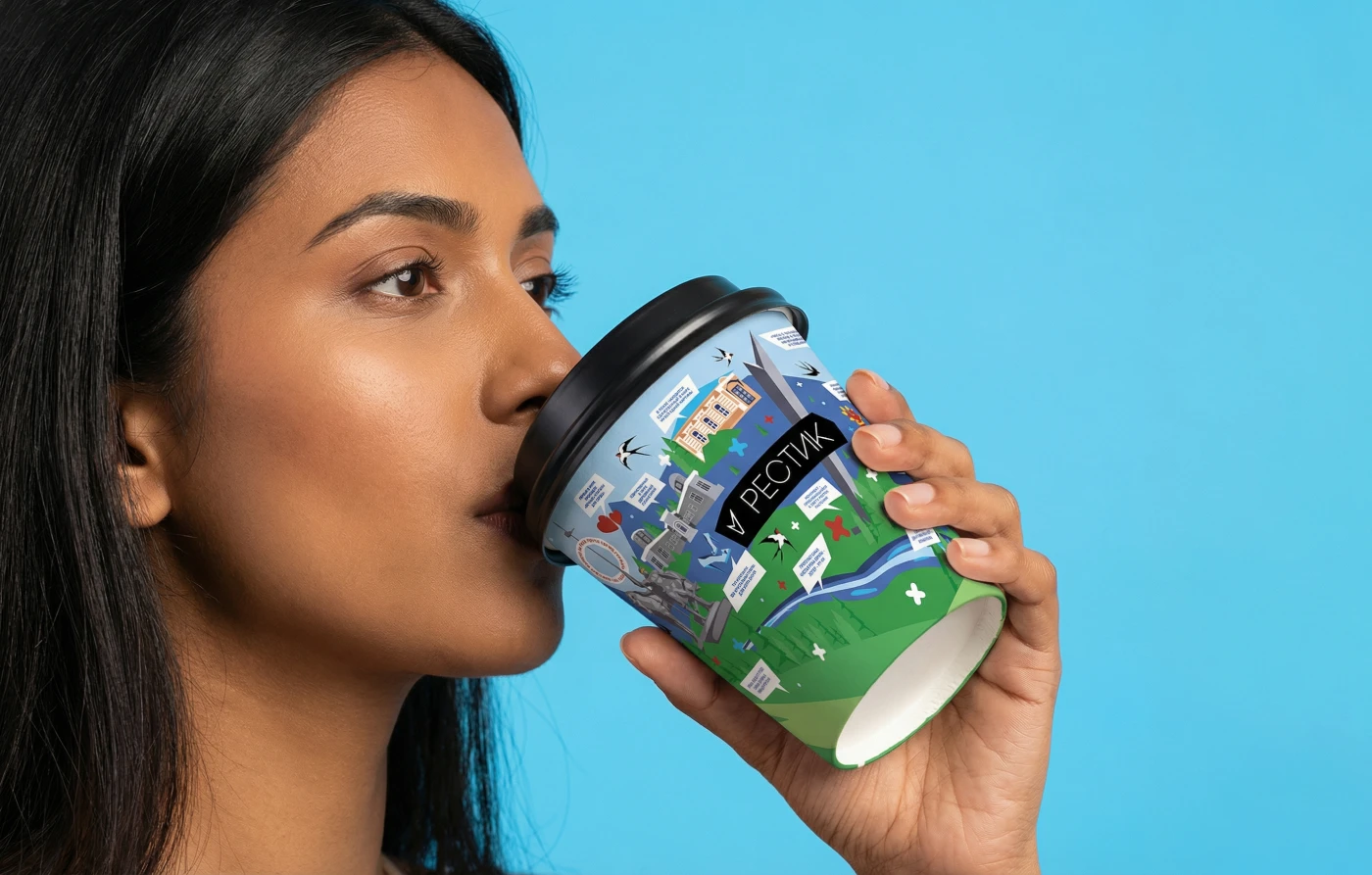 Иллюстрированный дизайн этикетки для кофейного стакана — Изображение №9 — Брендинг, Иллюстрация на Dprofile