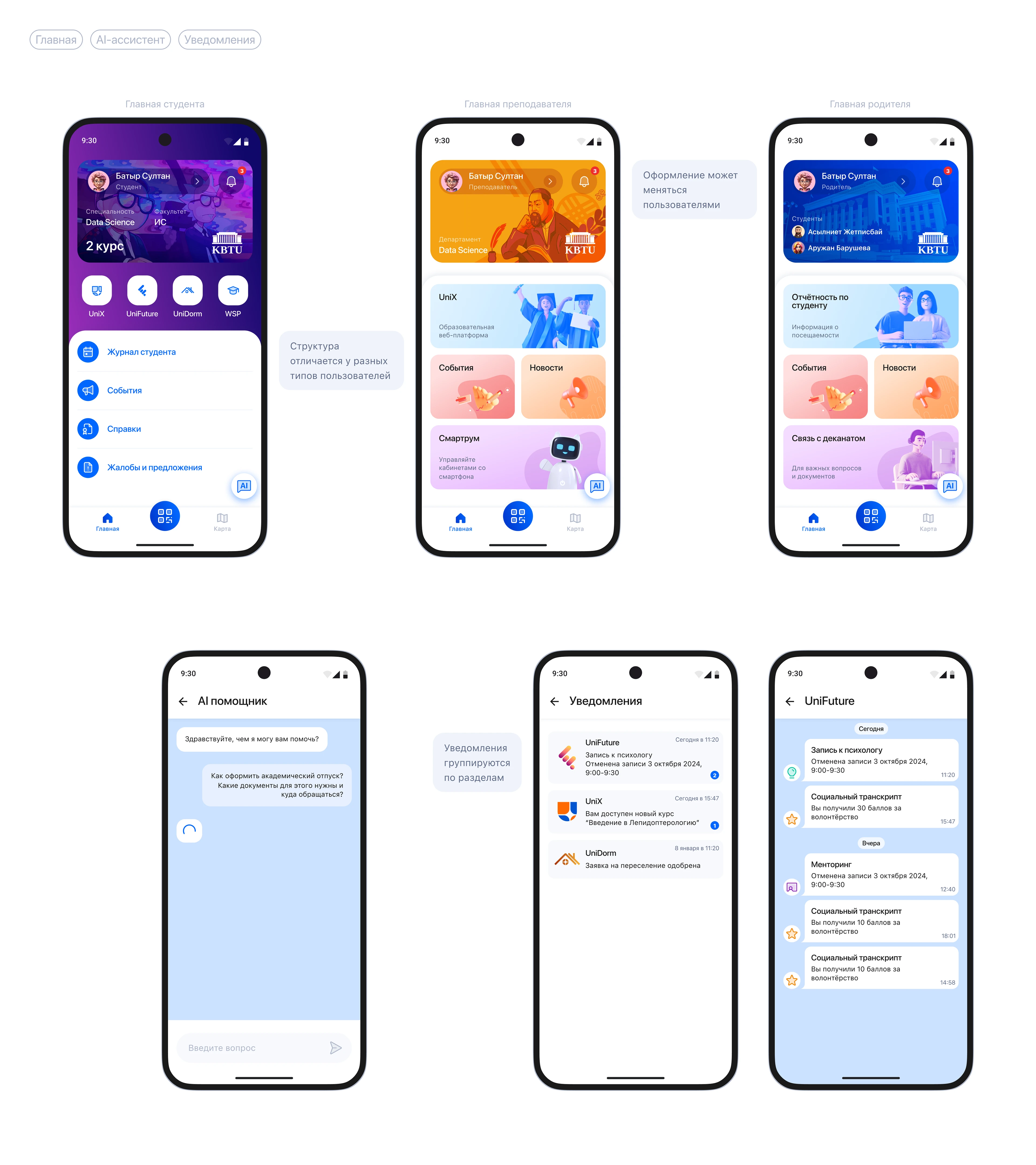 UniQ | Приложение для университета + админ-панель — Изображение №6 — Интерфейсы, Анимация на Dprofile