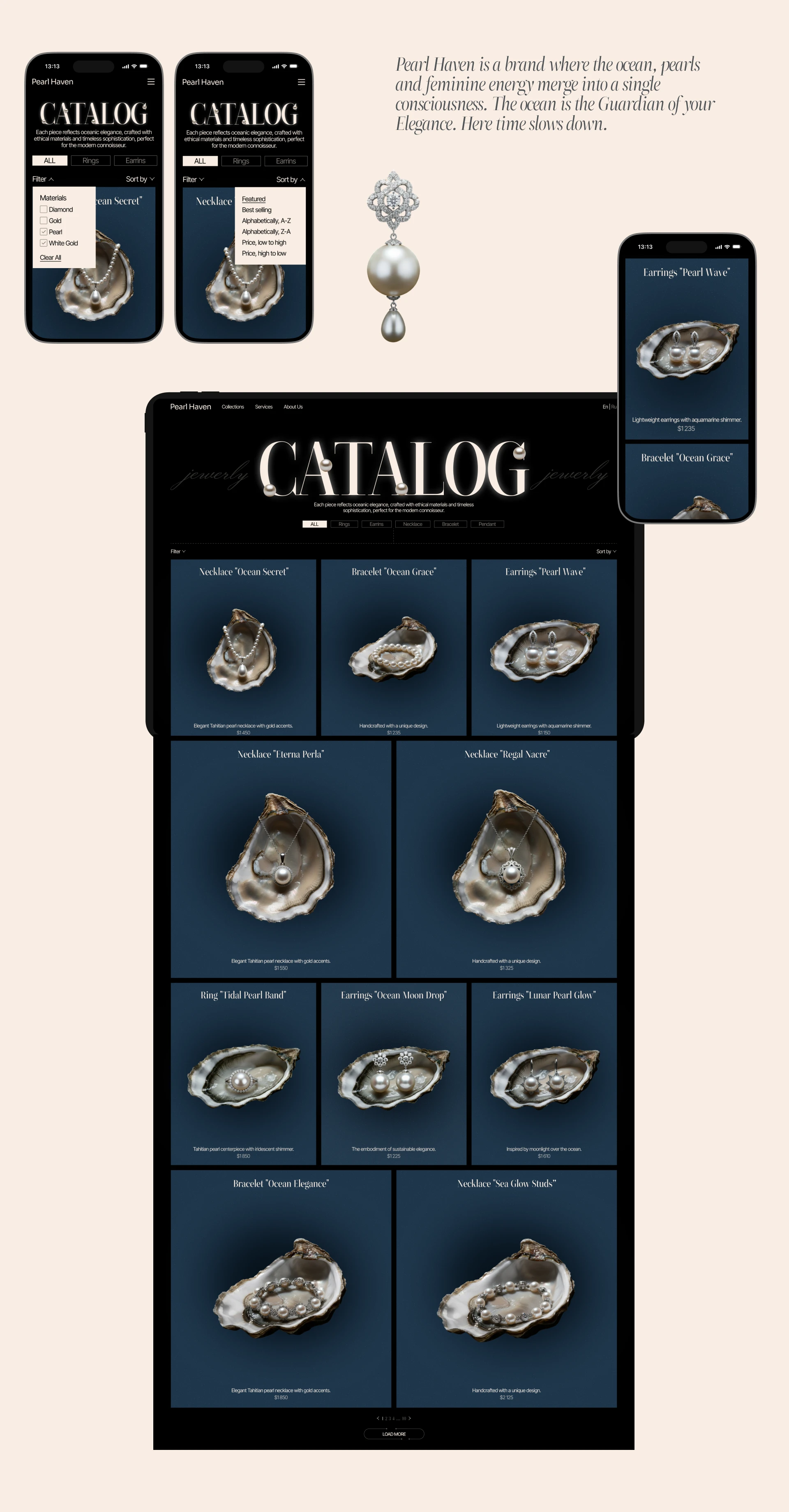 Pearl Haven | Sustainable Luxury Jewelry 2025 — Изображение №8 — Интерфейсы, Брендинг на Dprofile