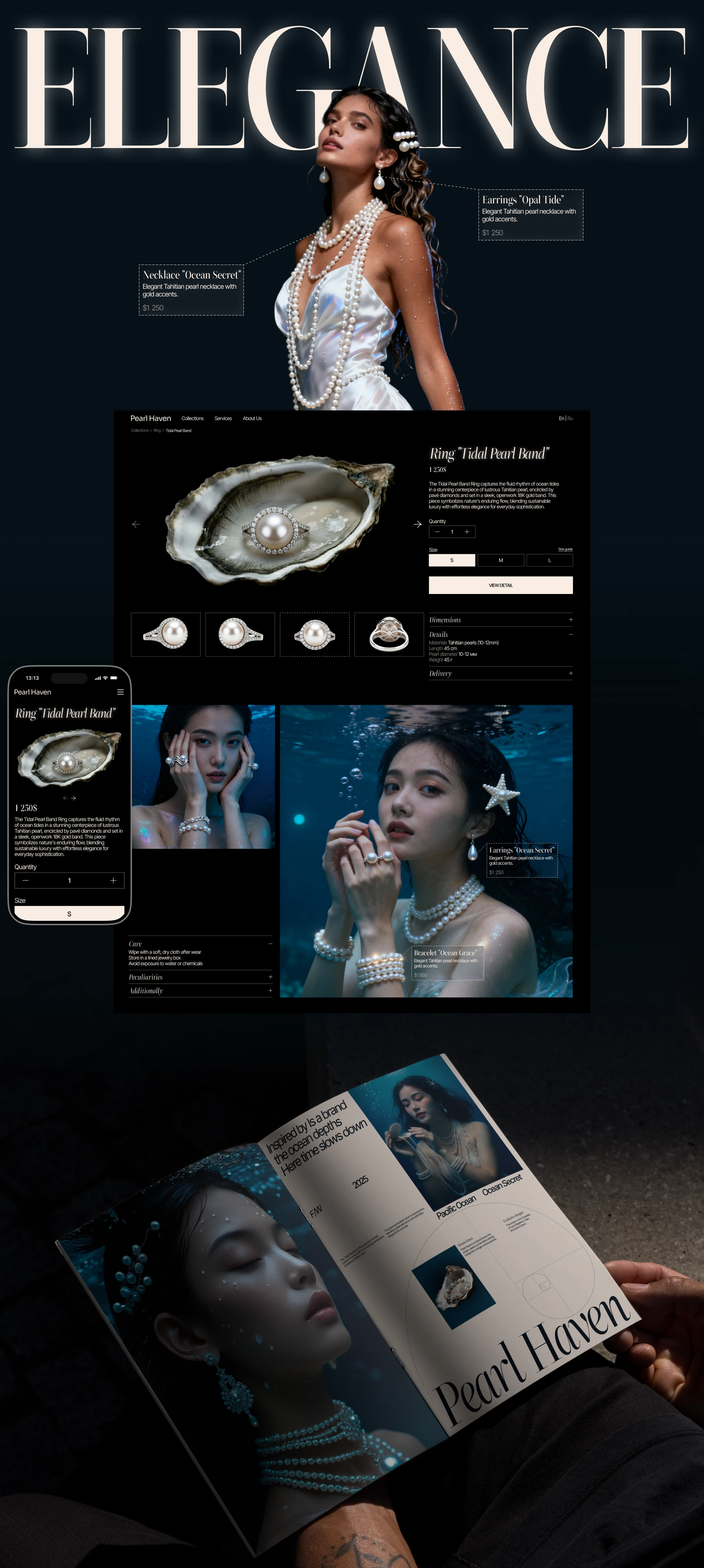 Pearl Haven | Sustainable Luxury Jewelry 2025 — Изображение №9 — Интерфейсы, Брендинг на Dprofile